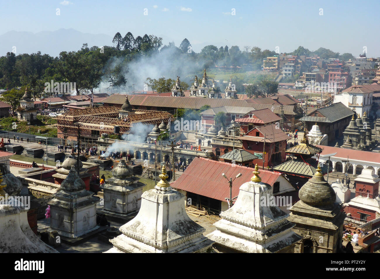 Le Népal, l'Himalaya, Katmandou, la capitale, à la crémation, Pashupatinath Bagmati Banque D'Images
