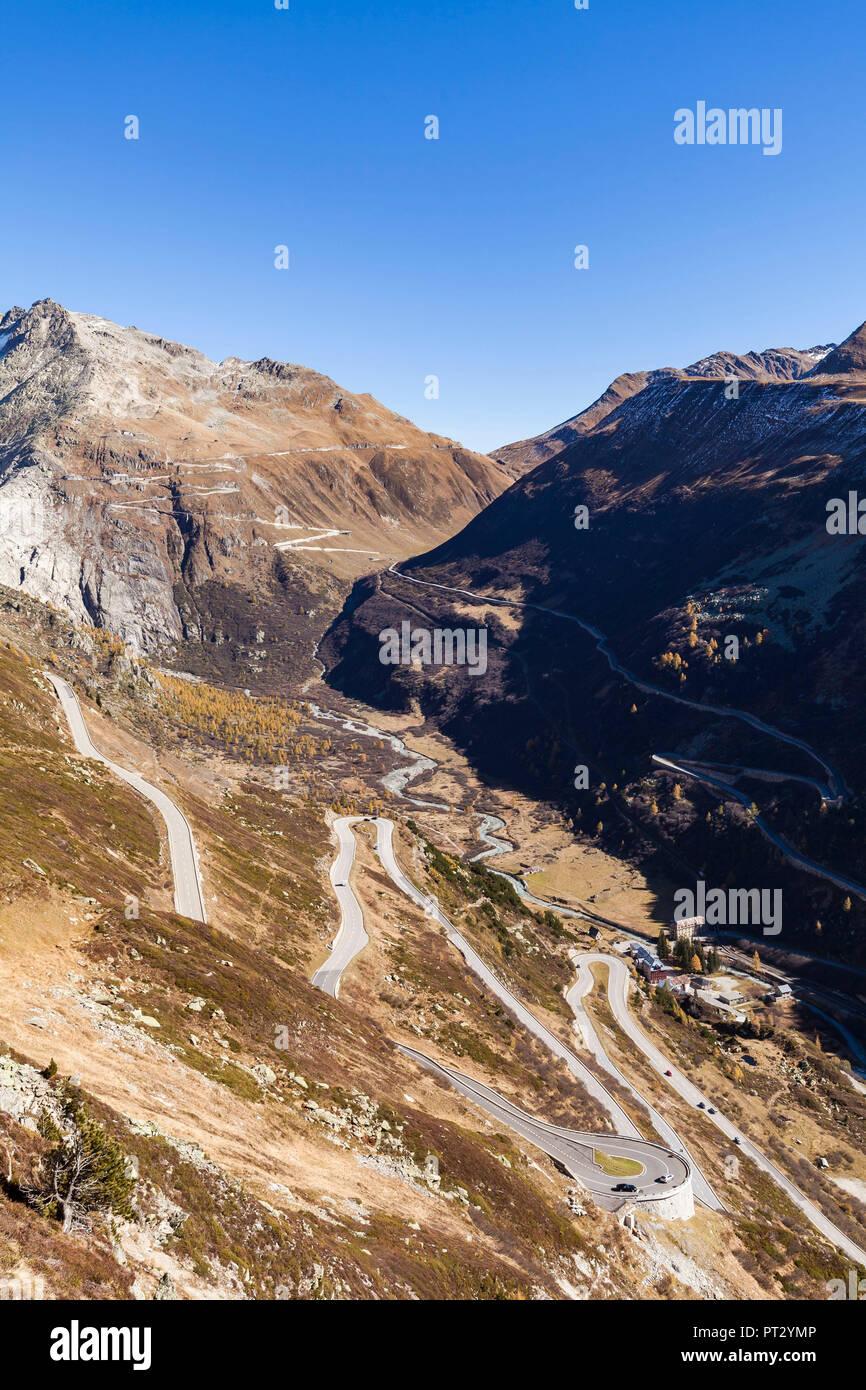 Suisse, Valais, Alpes Suisses, le col du Grimsel, Furka devant derrière Banque D'Images