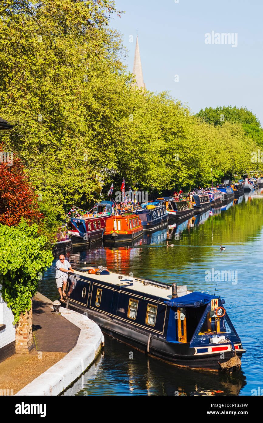 L'Angleterre, Londres, Petite Venise, Canal Bateaux Banque D'Images