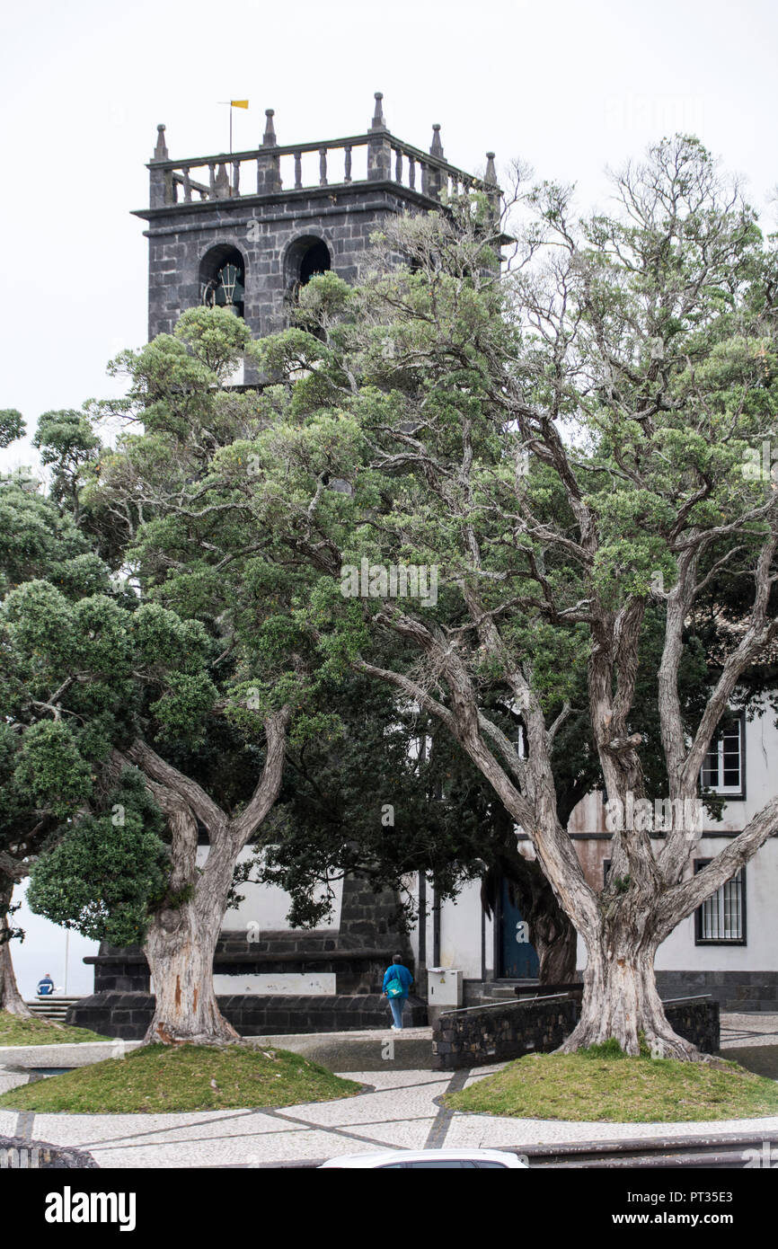 L'église principale de Ribeira Grande sur l'île de São Miguel aux Açores Banque D'Images