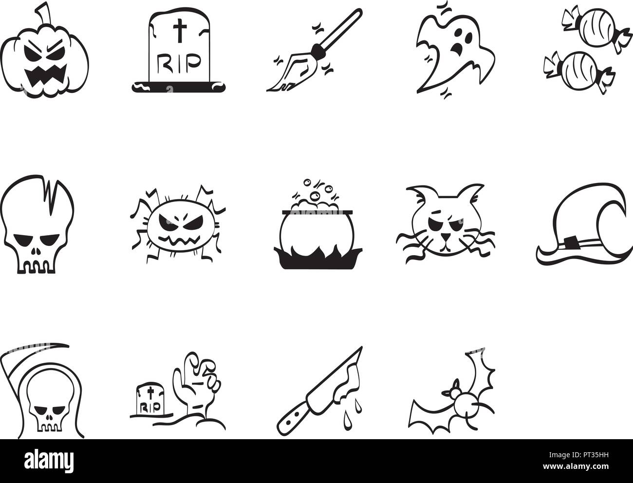 icônes de contour d'halloween Illustration de Vecteur