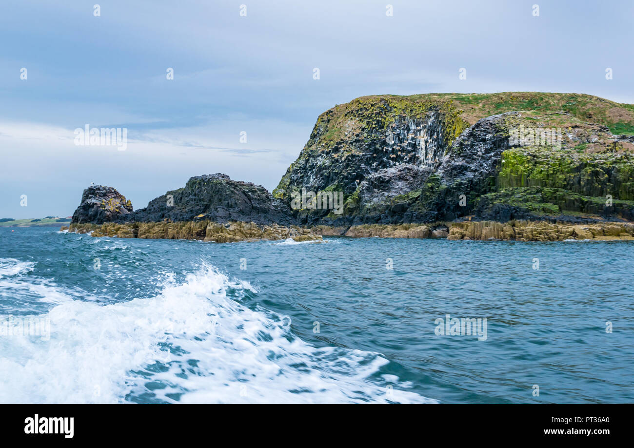 Boat Service et vue de l'île d'agneau, Firth of Forth, Ecosse, Royaume-Uni Banque D'Images