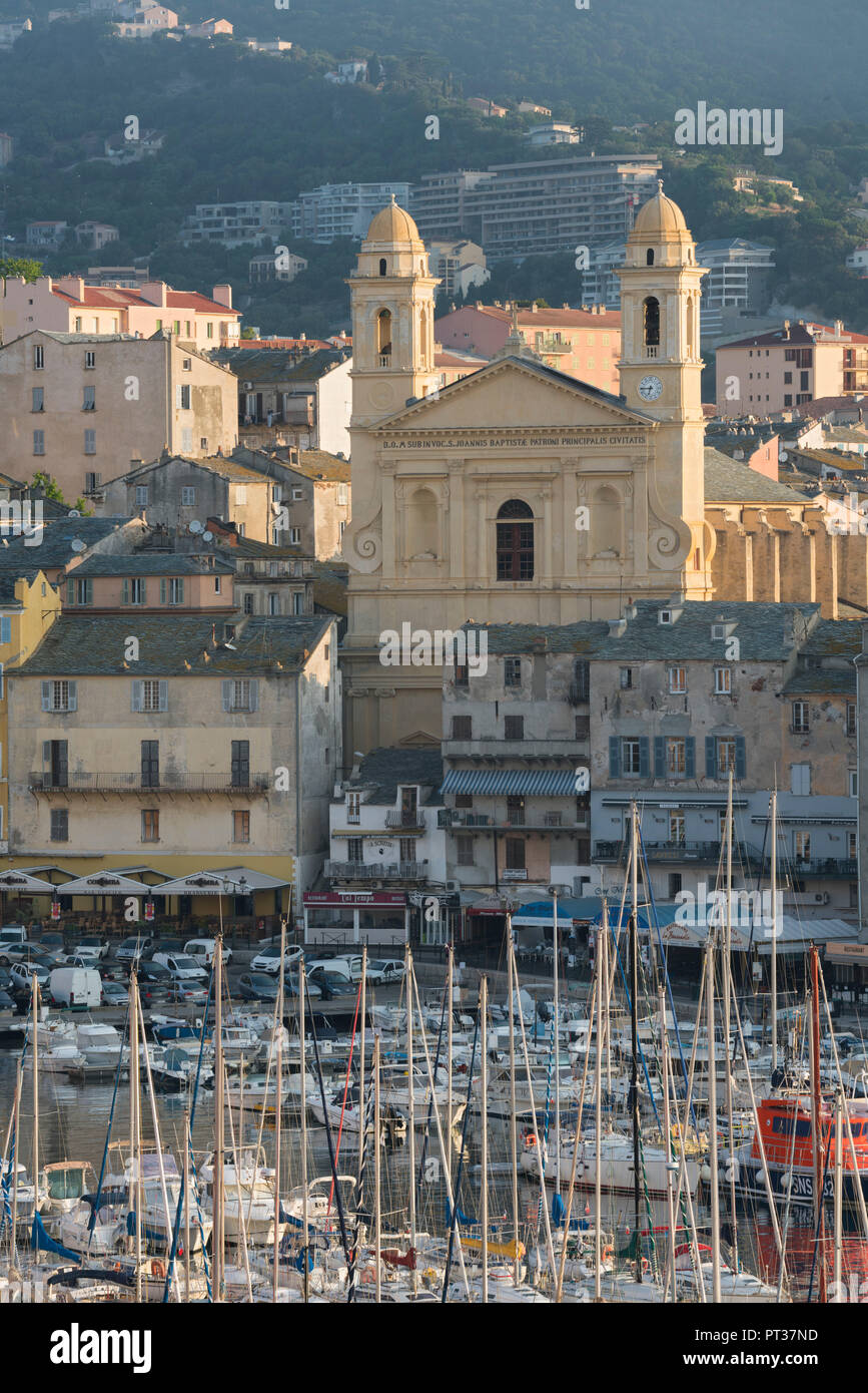 Vue sur le port de Bastia, paroisse de l'église Saint Jean-Baptiste, Haute Corse, Corse, France Banque D'Images