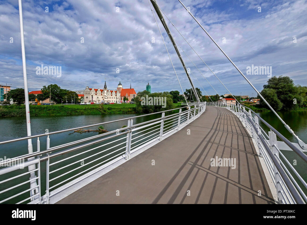 Le Tiergarten Pont sur la Mulde et Musée d'histoire urbaine, Dessau, Saxe-Anhalt, Allemagne Banque D'Images