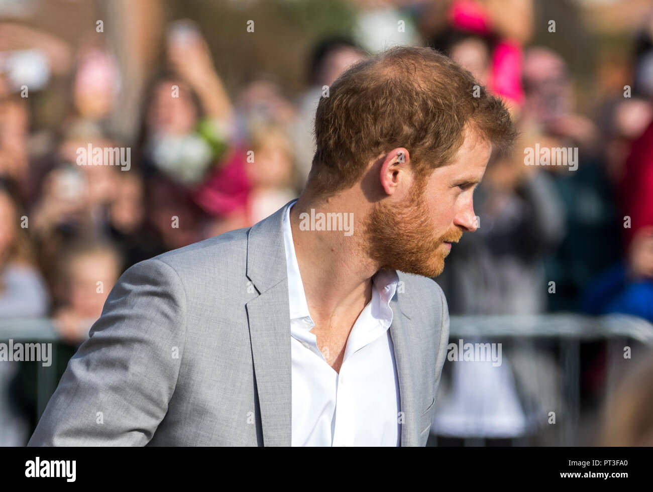 Les Joff centre jeunesse, Peacehaven, East Sussex, UK. 3 octobre 2018. Le prince Harry et Meghan Markle font leur première visite officielle au Sussex Banque D'Images