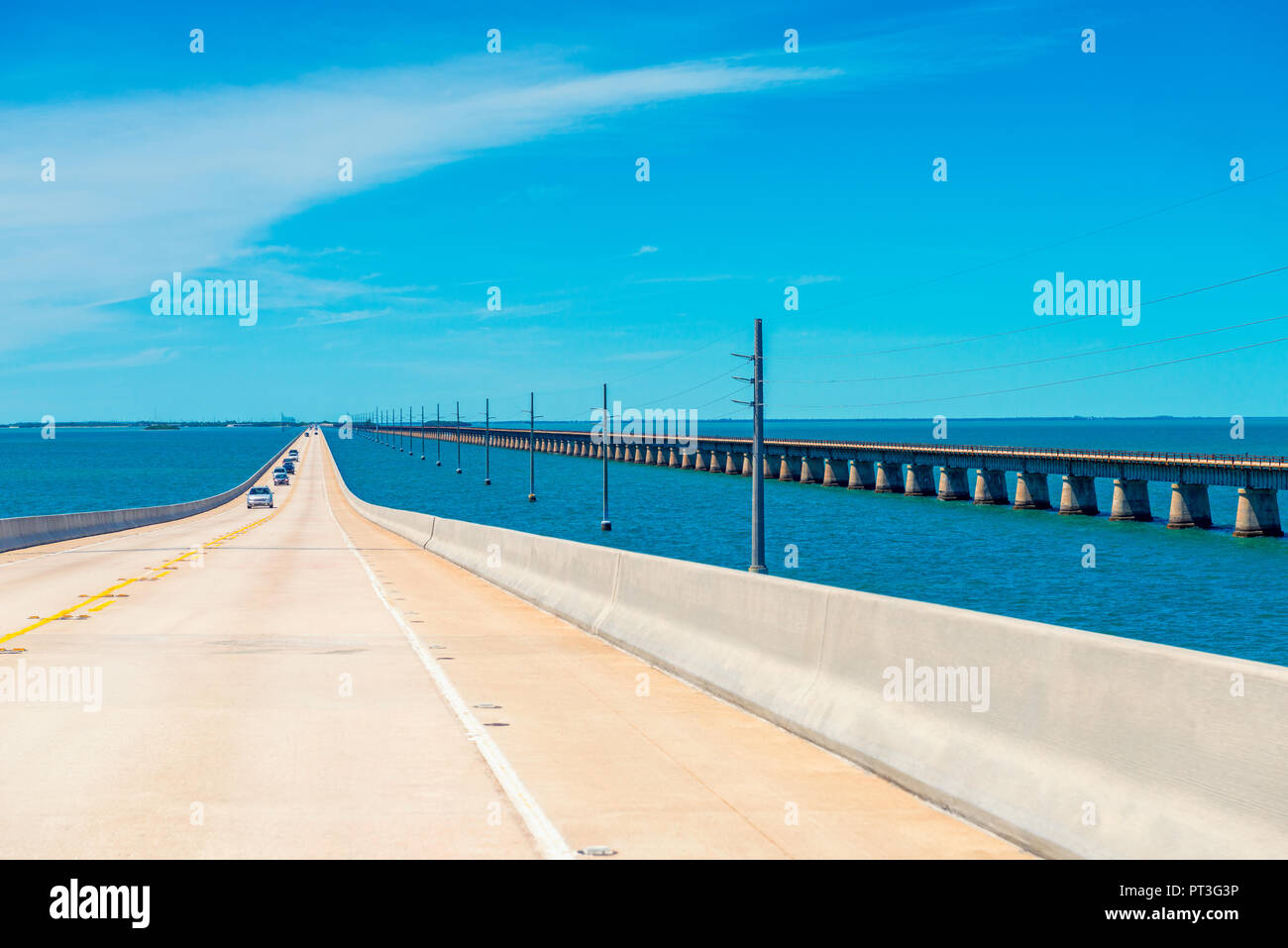 Nouvelles et anciennes 7 Mile de ponts en Florida Keys USA Banque D'Images