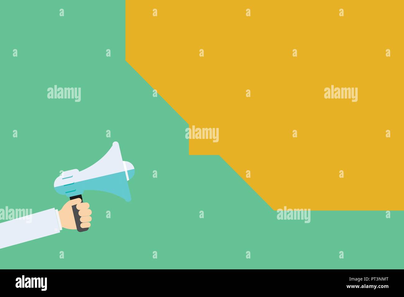 Télévision design business template vide d'illustration vectorielle, Mise en page pour carte de voeux d'invitation de l'affiche de promotion de la pièce. Human Hand Holding Megaphone et Illustration de Vecteur