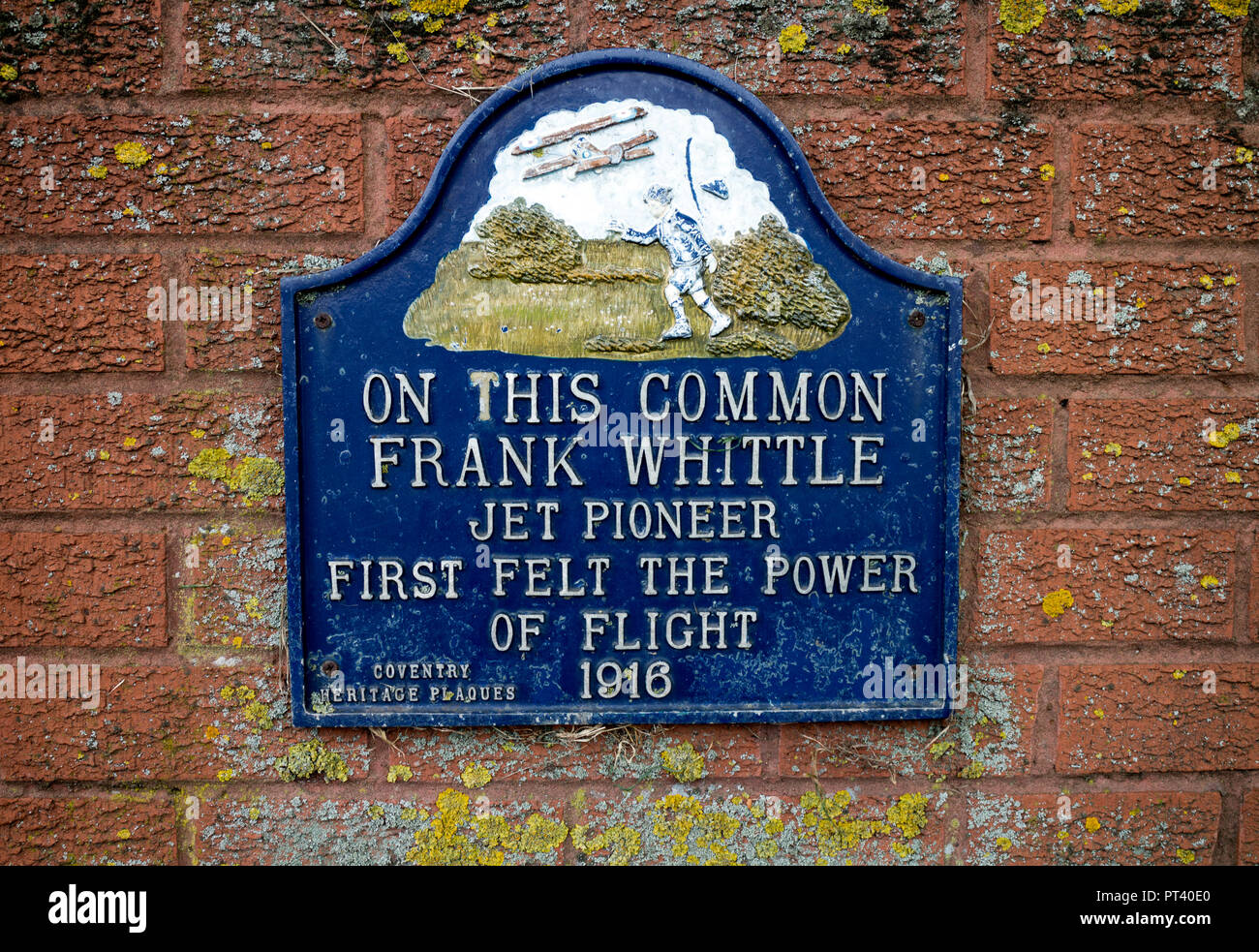 Frank Whittle, plaque, un Hearsall commun, Earlsdon, Coventry, Royaume-Uni Banque D'Images