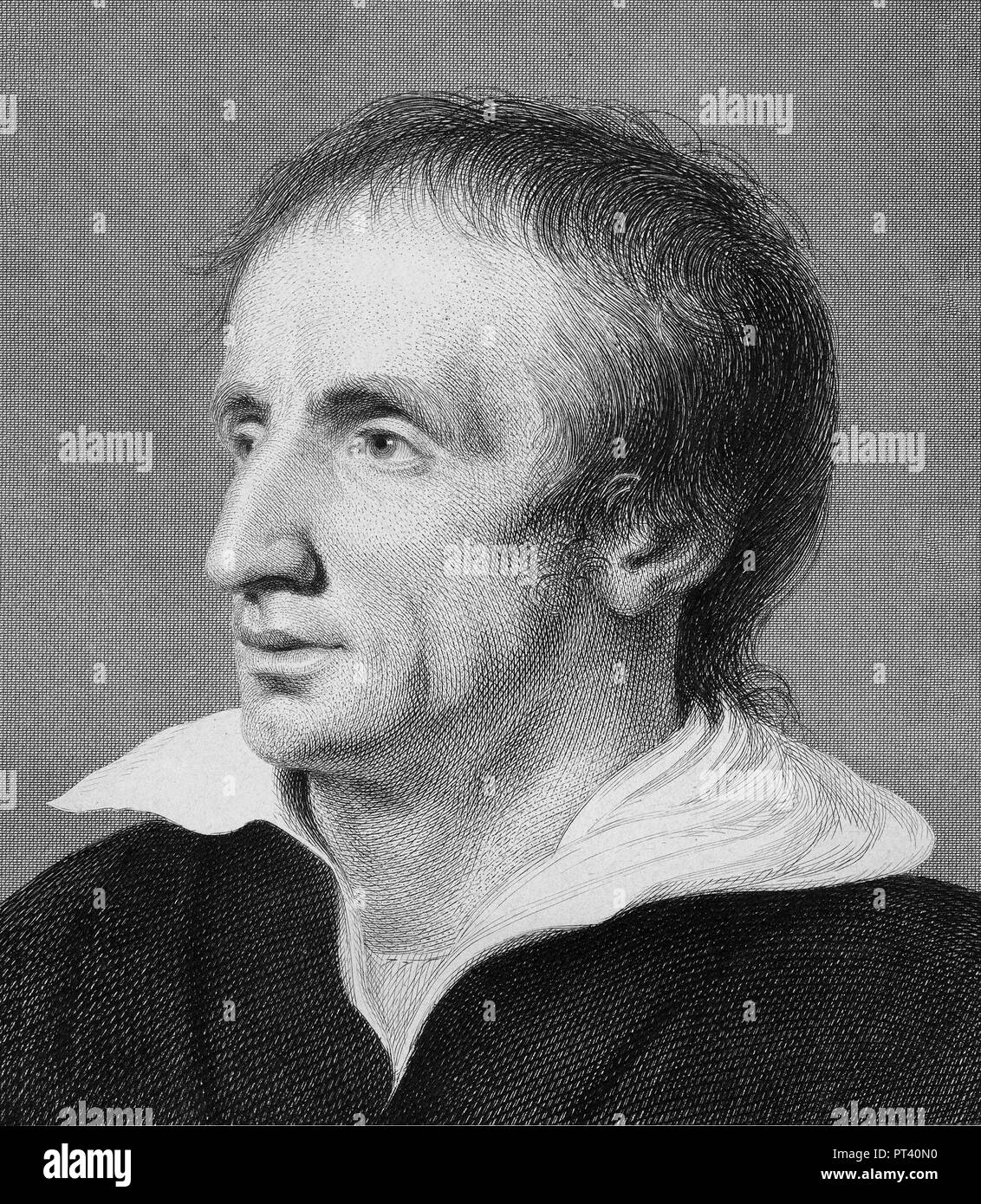 Portrait de William Wordsworth (1770-1850), gravure par Thomas de Landseer une peinture par Benjamin Robert Haydon, date inconnue. Banque D'Images