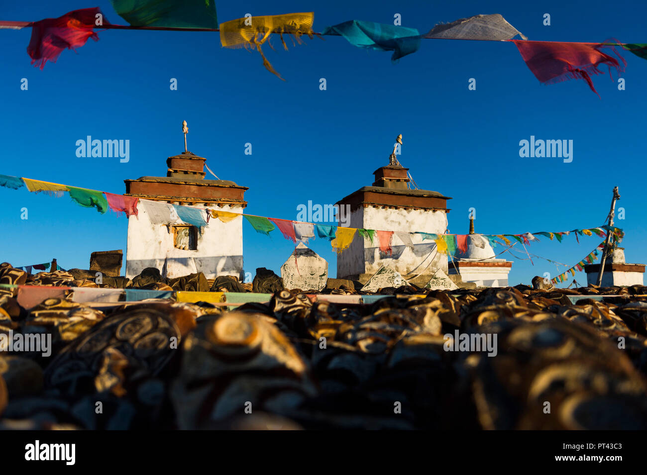 Mapham Yutso, lac Manasarowar, Chiu monastère au Tibet, Banque D'Images