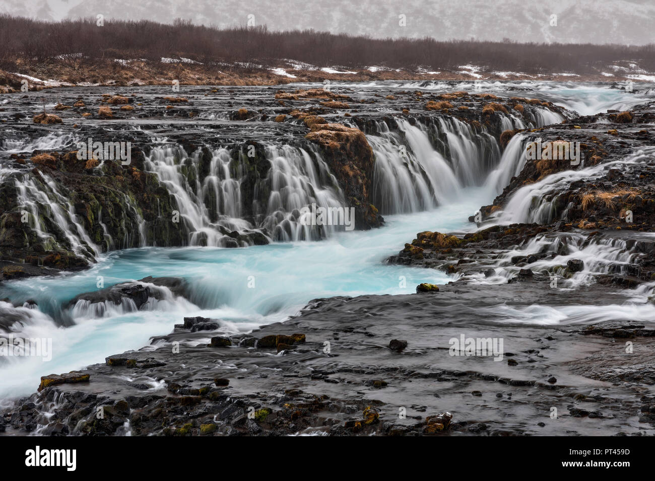 La puissance de cascades d'Islande, Bruarfoss, Sudurland, Sud de l'Islande, de l'Europe Banque D'Images