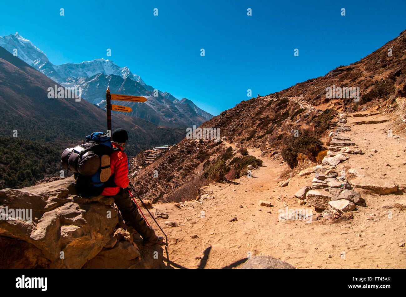 L'Asie, Népal, Himalaya, l'Ama Dablam, Khumbu Himal, parc national de Sagarmatha, Camp de base de l'Everest Trekking, Banque D'Images