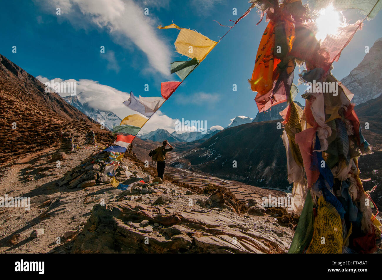 L'Asie, Népal, Himalaya, l'Ama Dablam, Khumbu Himal, parc national de Sagarmatha, Camp de base de l'Everest Trekking, Banque D'Images
