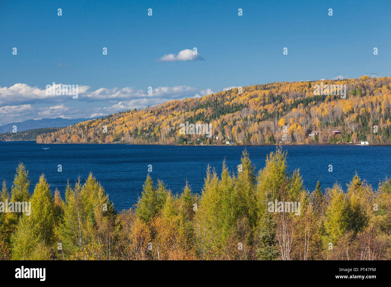 Canada, Québec, région du Saguenay-Lac Saint-Jean, Fjord du Saguenay, Saint-Félix-d'Otis, elevated view du fjord du Saguenay, l'automne Banque D'Images