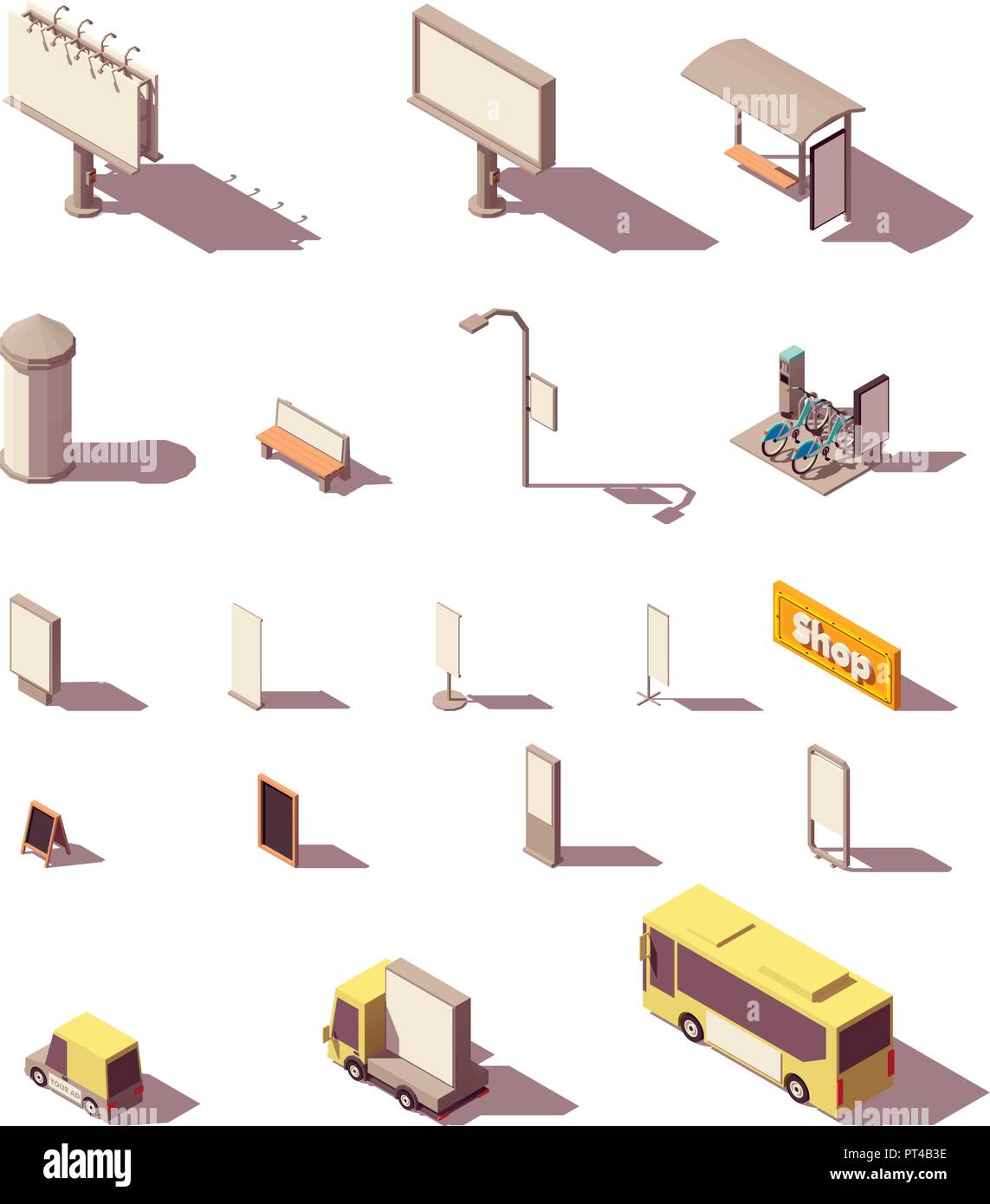 La publicité extérieure isométrique vectoriel Illustration de Vecteur