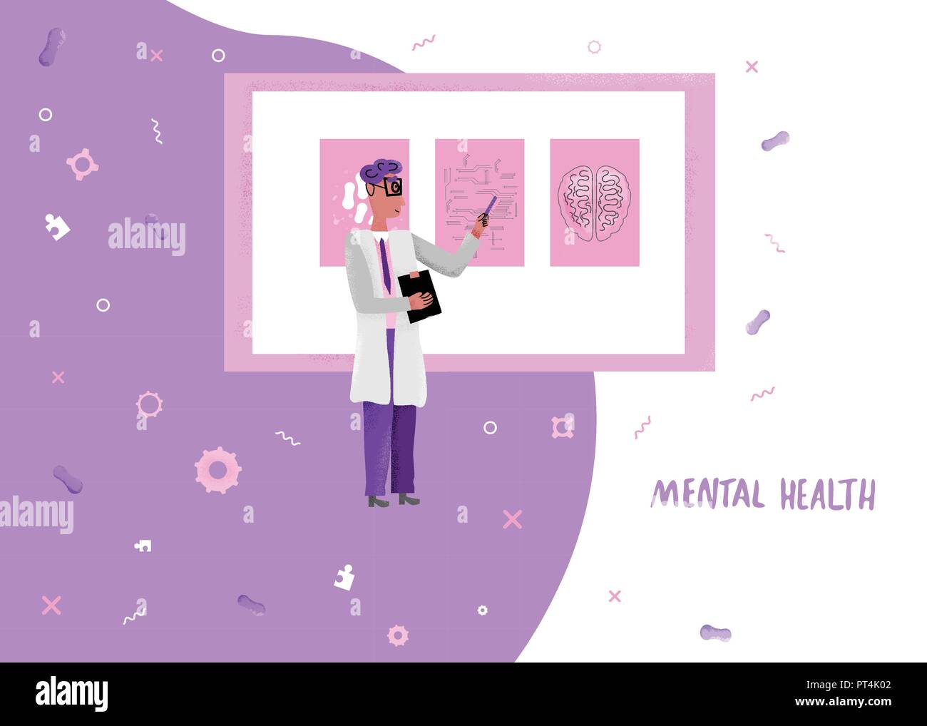 Télévision concept de diagnostic de santé mentale. Bannière de vecteur mentale médicale les résultats des diagnostics. Illustration de Vecteur