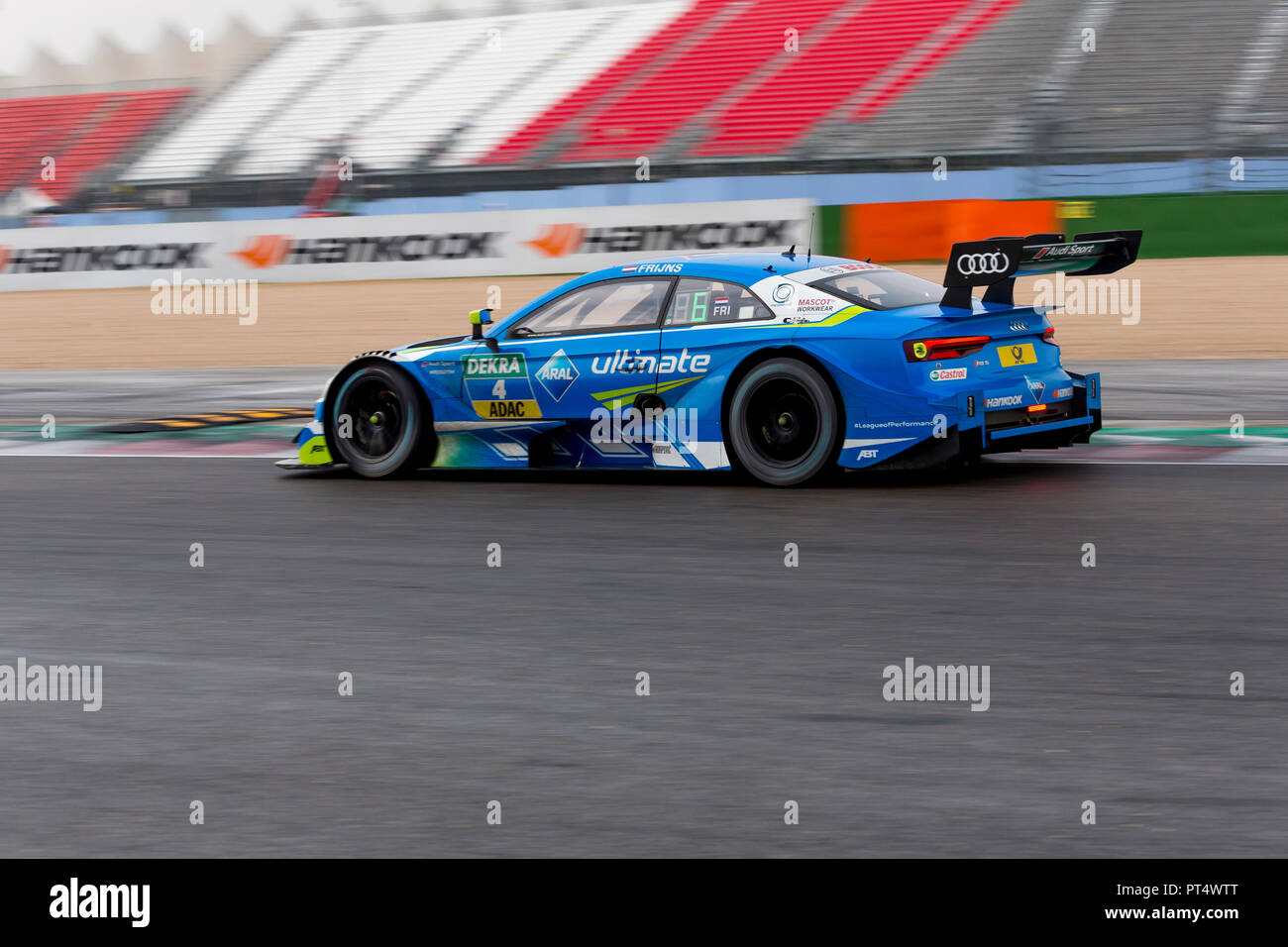 Misano Adriatico, Italie - 25 août 2018 : un ultime d'Aral Audi RS 5 DTM de Audi Sport Team ABT Sportsline, entraîné par Robin Frijns, lors de course DTM Banque D'Images