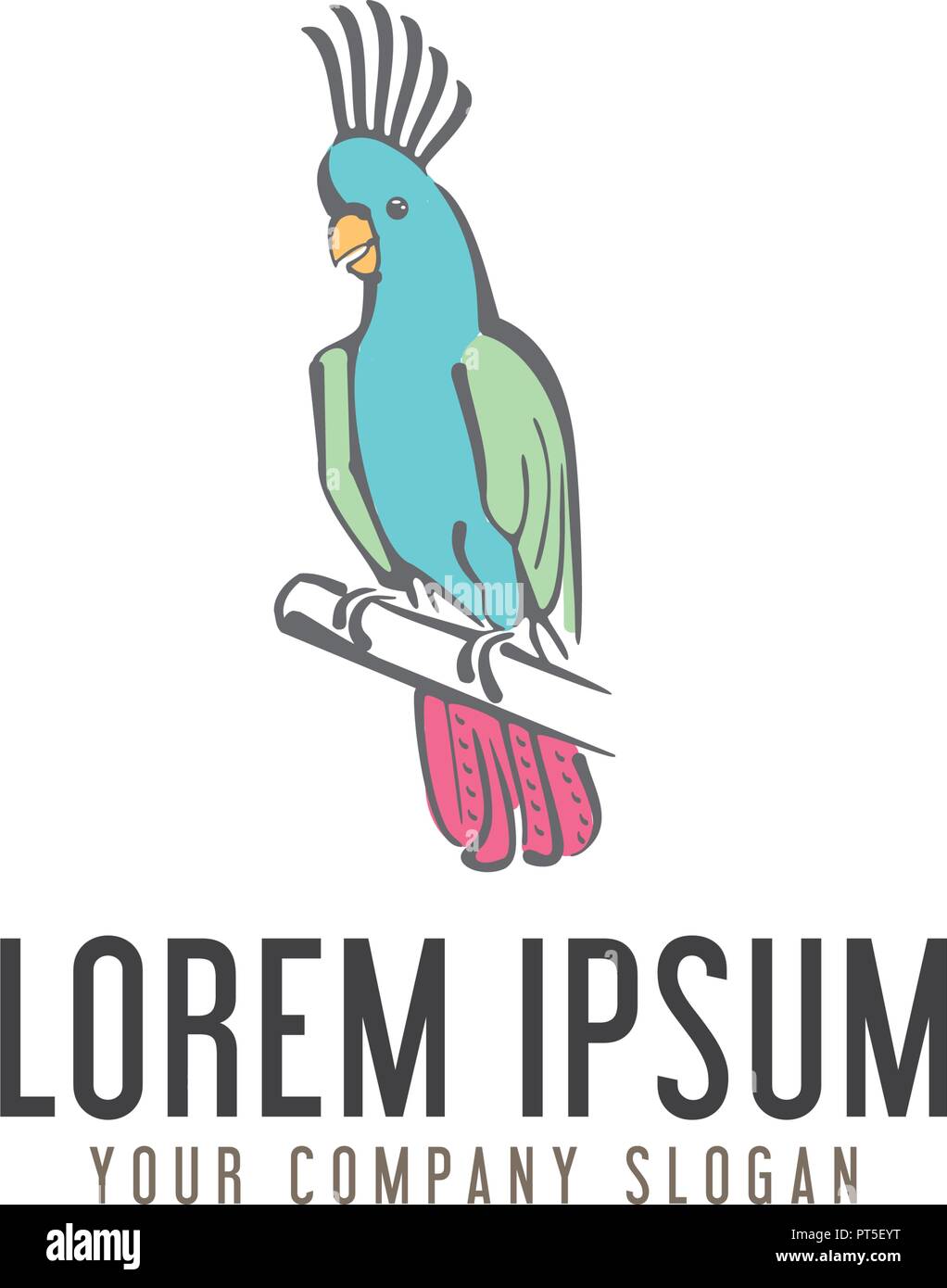 Oiseau Perroquet Logo Design Modèle Concept Dessiné à La