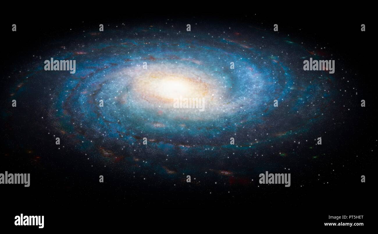 Illustration De Notre Galaxie La Voie Lactée Vu En Oblique