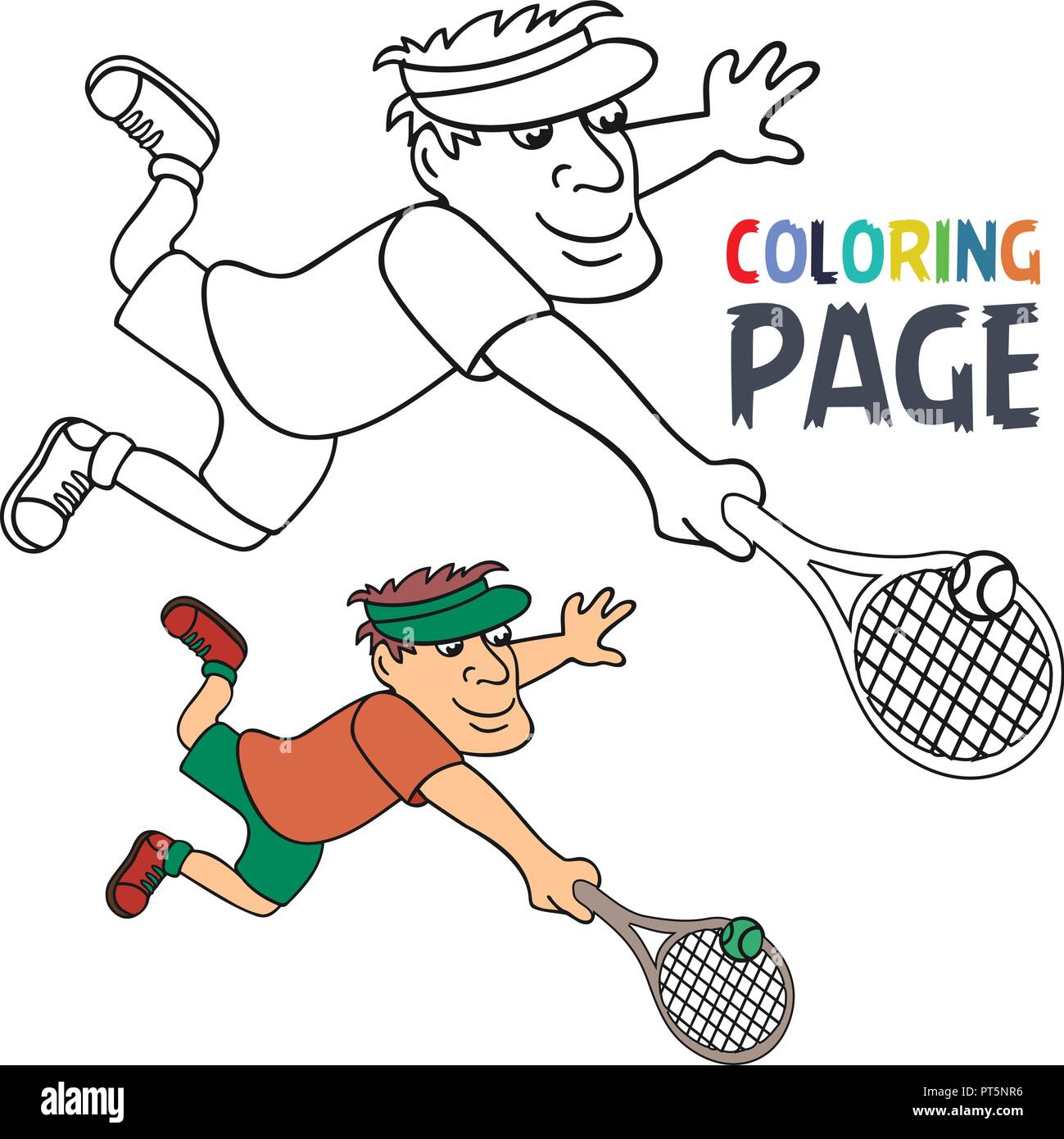 Coloriage avec tennis player cartoon Illustration de Vecteur