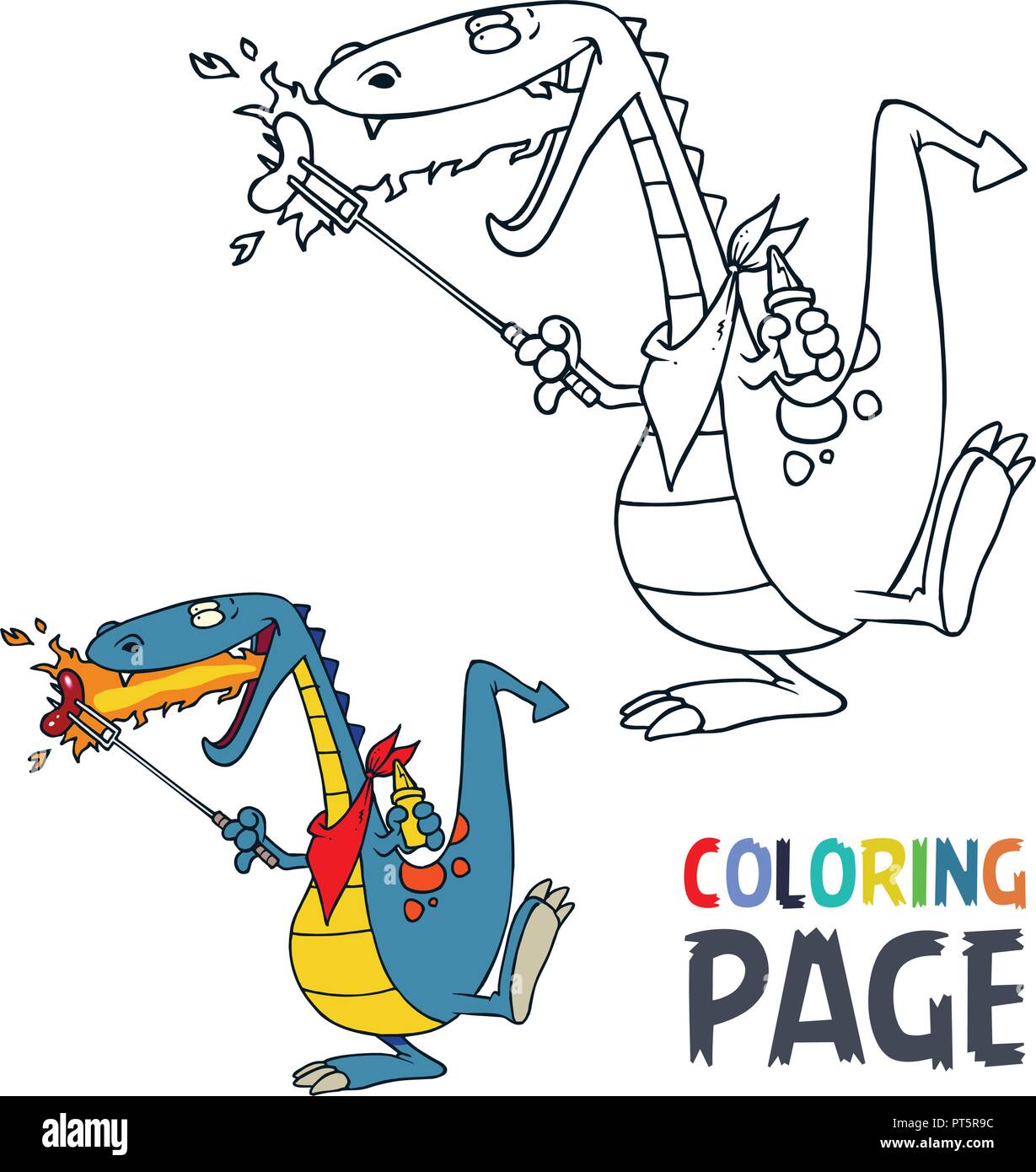 Caricature de dinosaures à colorier Illustration de Vecteur