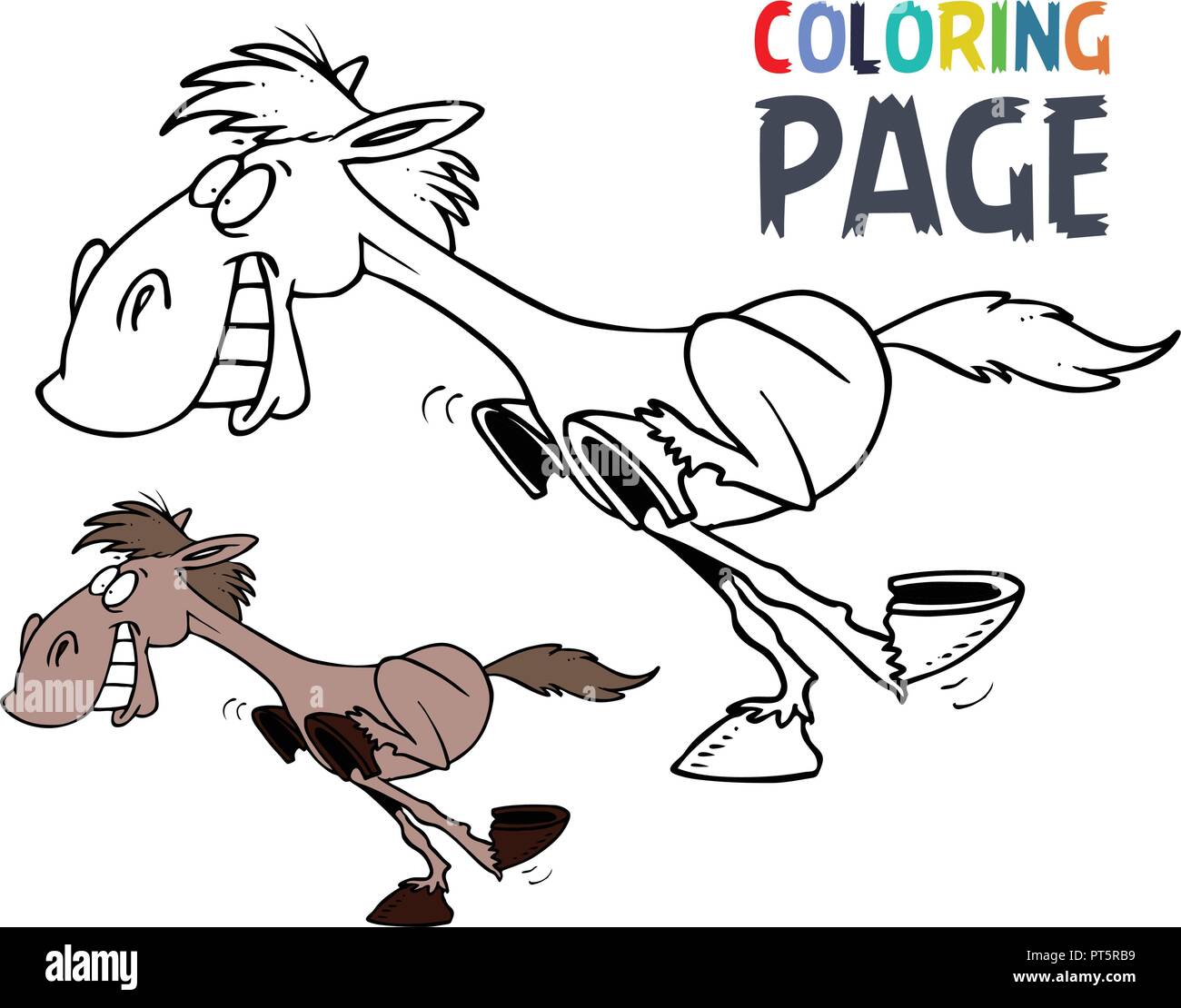 Dessin animé coloriage cheval de course Image Vectorielle Stock  Alamy