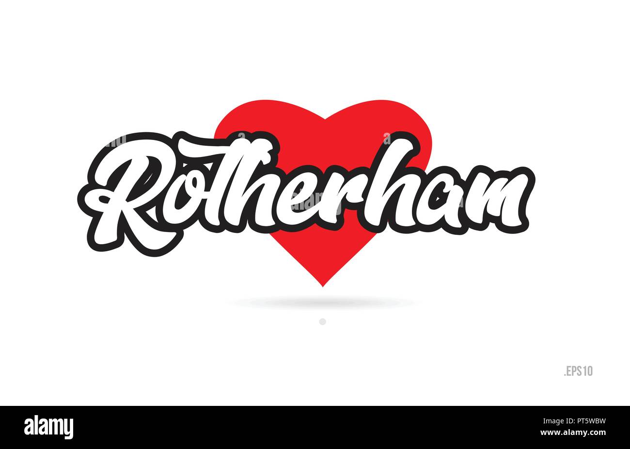 La ville de rotherham avec coeur rouge design texte icône typographique adapté à la conception de la promotion touristique Illustration de Vecteur