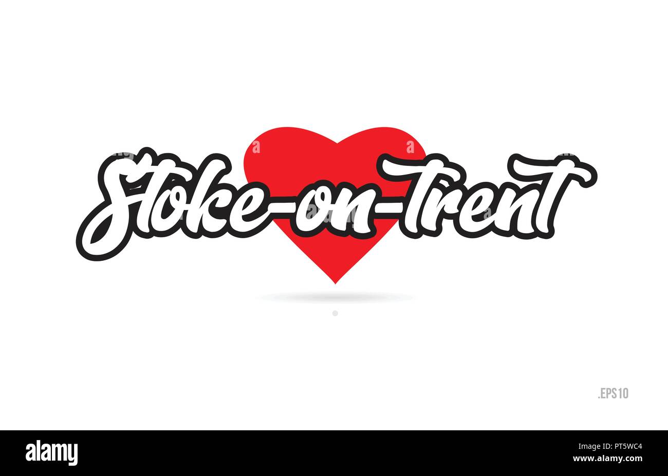 Stoke on Trent city texte conception avec coeur rouge design icône typographique approprié pour la promotion touristique Illustration de Vecteur