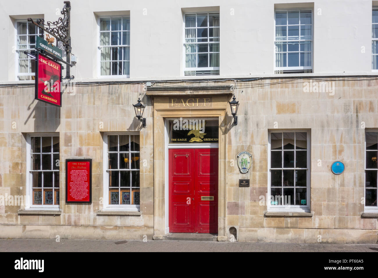 L'aigle, pub historique sur Bene't Street, Cambridge, UK. La brasserie Greene King Banque D'Images