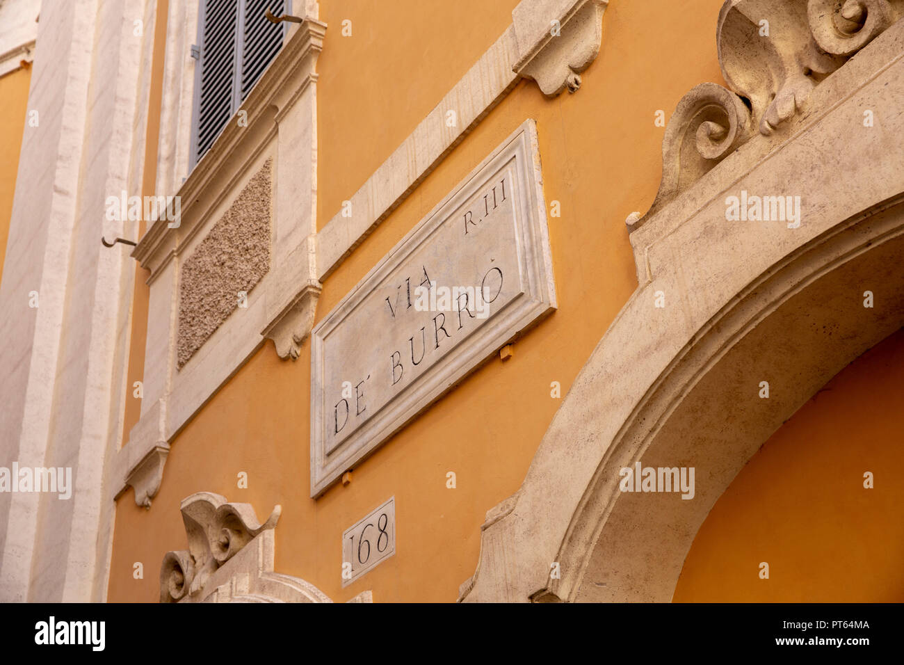 Via De Burro place nom rue signer à Rome, Latium, Italie Banque D'Images