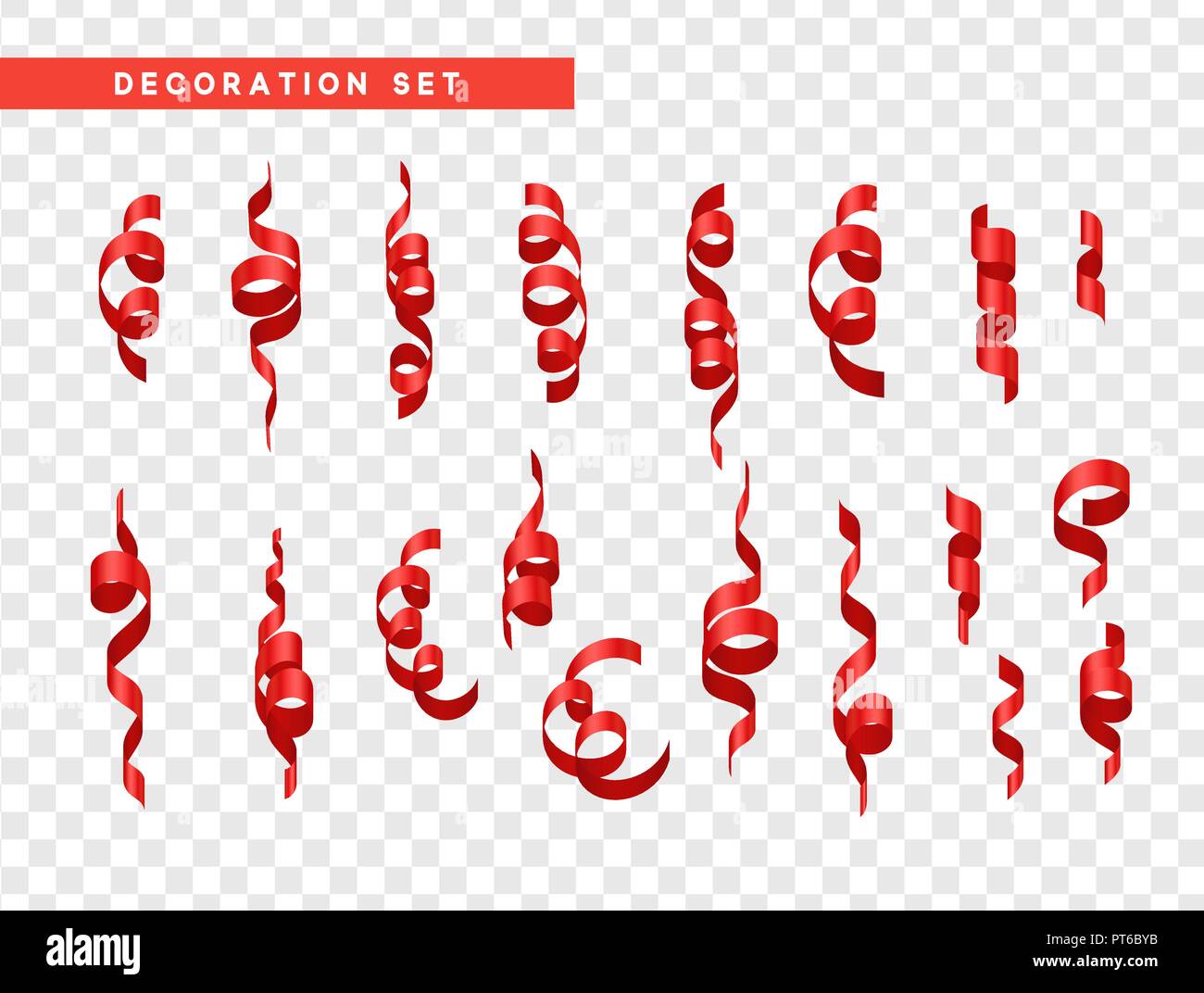 Confetti rouge célébration. Serpentine ruban isolé, avec effet d'arrière-plan de la transparence. Illustration de Vecteur