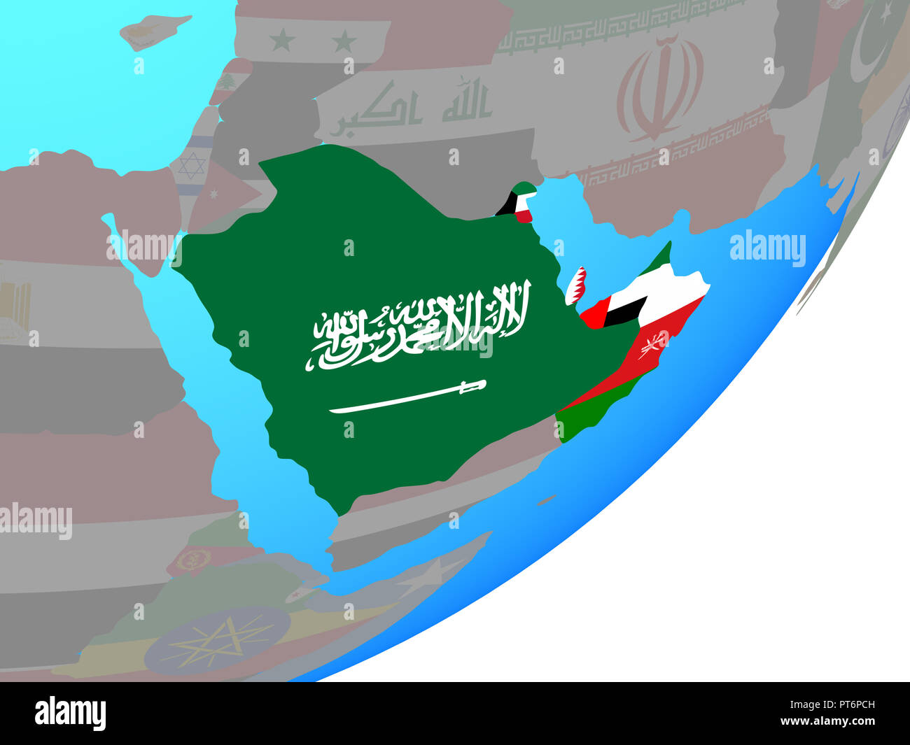 Pays CCASG avec drapeau national intégré de politiques. globe bleu 3D illustration. Banque D'Images