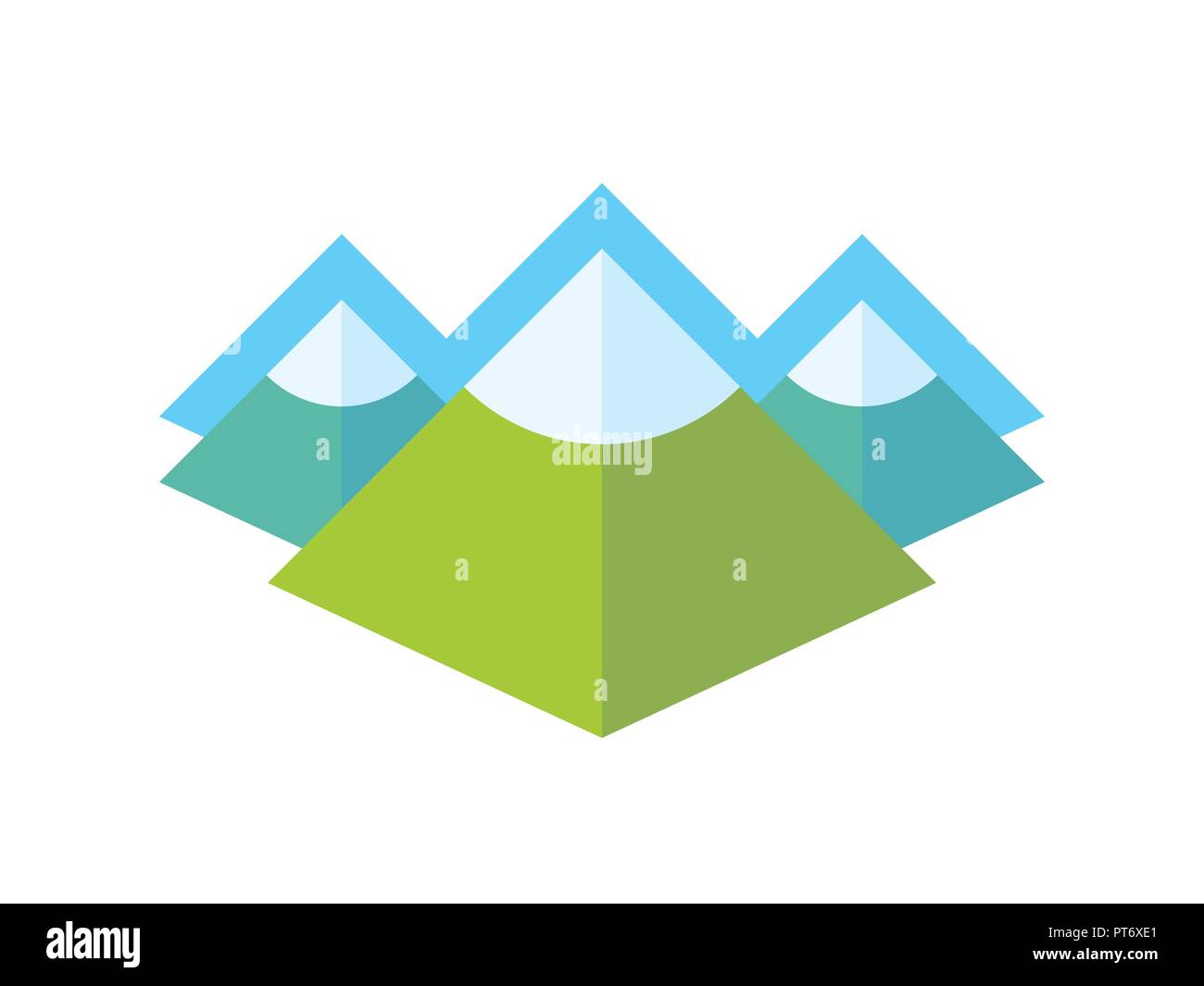Emblème avec paysage rocheux de montagnes alpines Illustration de Vecteur