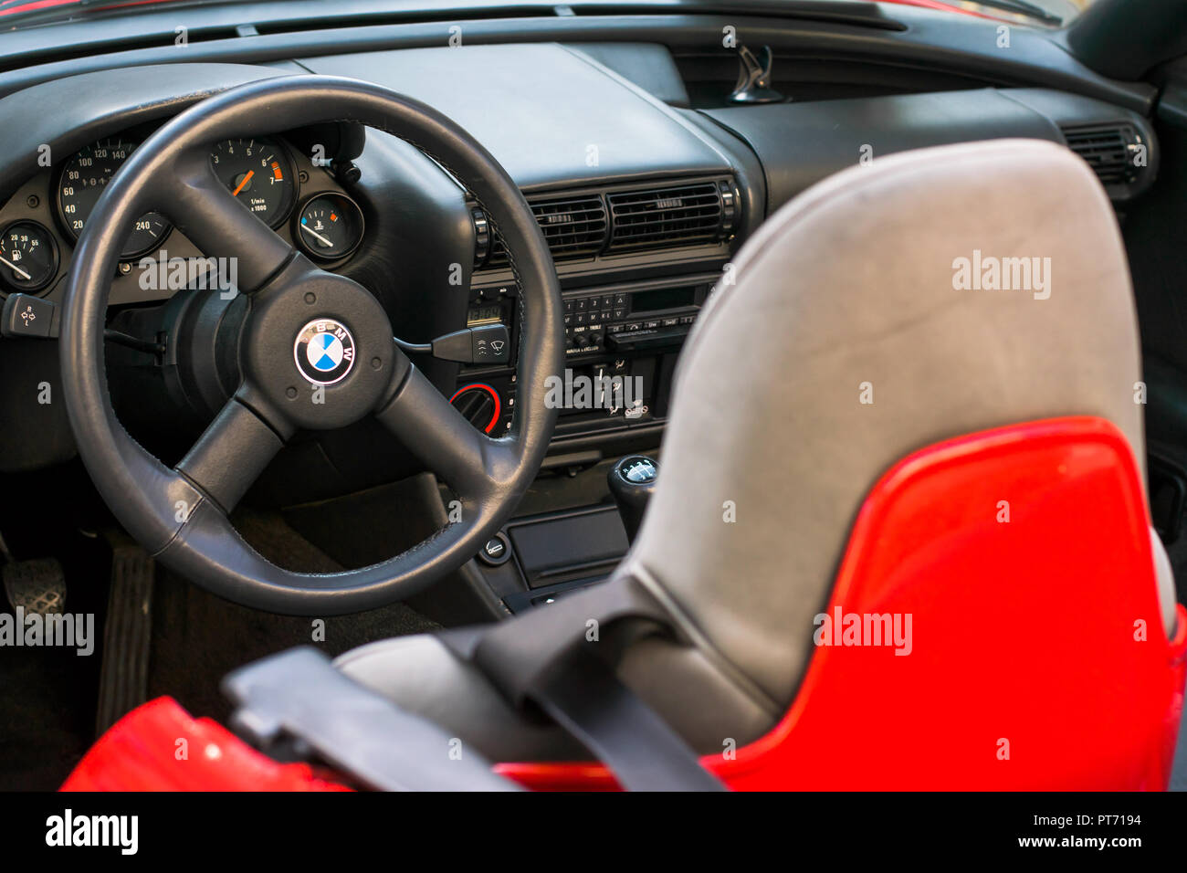 Intérieur de la BMW sport oldtimeter Banque D'Images