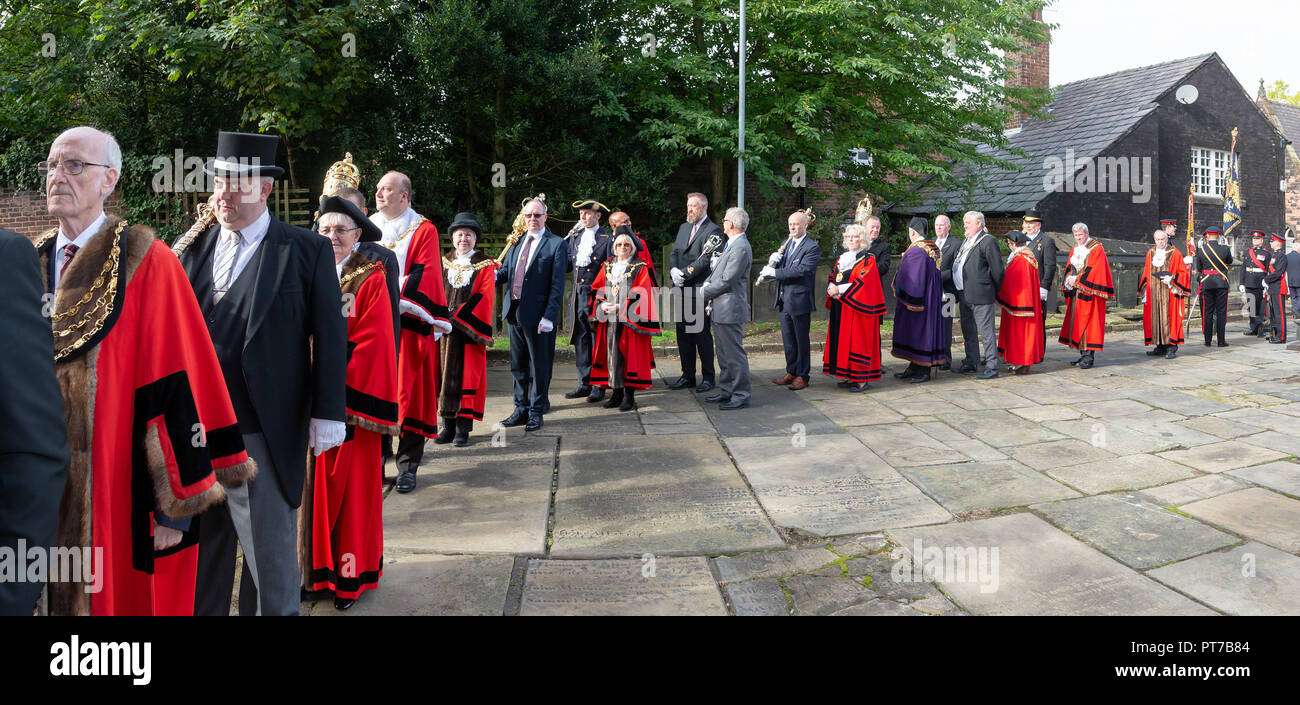 Le Lancashire, Royaume-Uni. Dimanche 07 Octobre 2018 - Un dimanche - Un service d'action de grâces pour le Duc de Lancastre, tenue à l'église paroissiale où les représentants de partis civique de l'ensemble du comté historique de Lancashire étaient présents Crédit : John Hopkins/Alamy Live News Banque D'Images