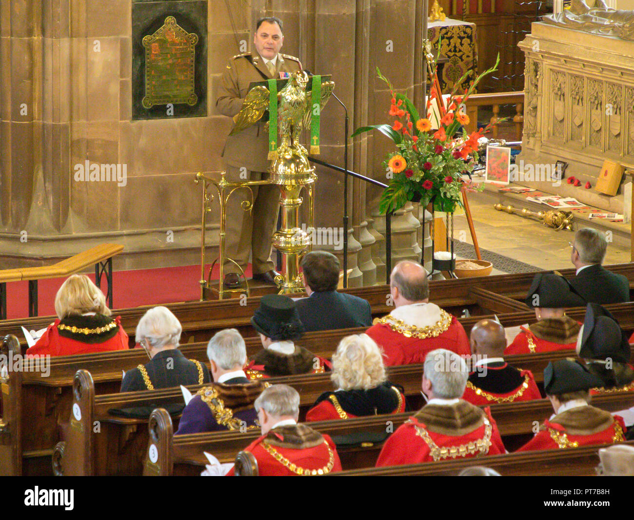 Le Lancashire, Royaume-Uni. Dimanche 07 Octobre 2018 - Un dimanche - Un service d'action de grâces pour le Duc de Lancastre, tenue à l'église paroissiale où les représentants de partis civique de l'ensemble du comté historique de Lancashire étaient présents Crédit : John Hopkins/Alamy Live News Banque D'Images