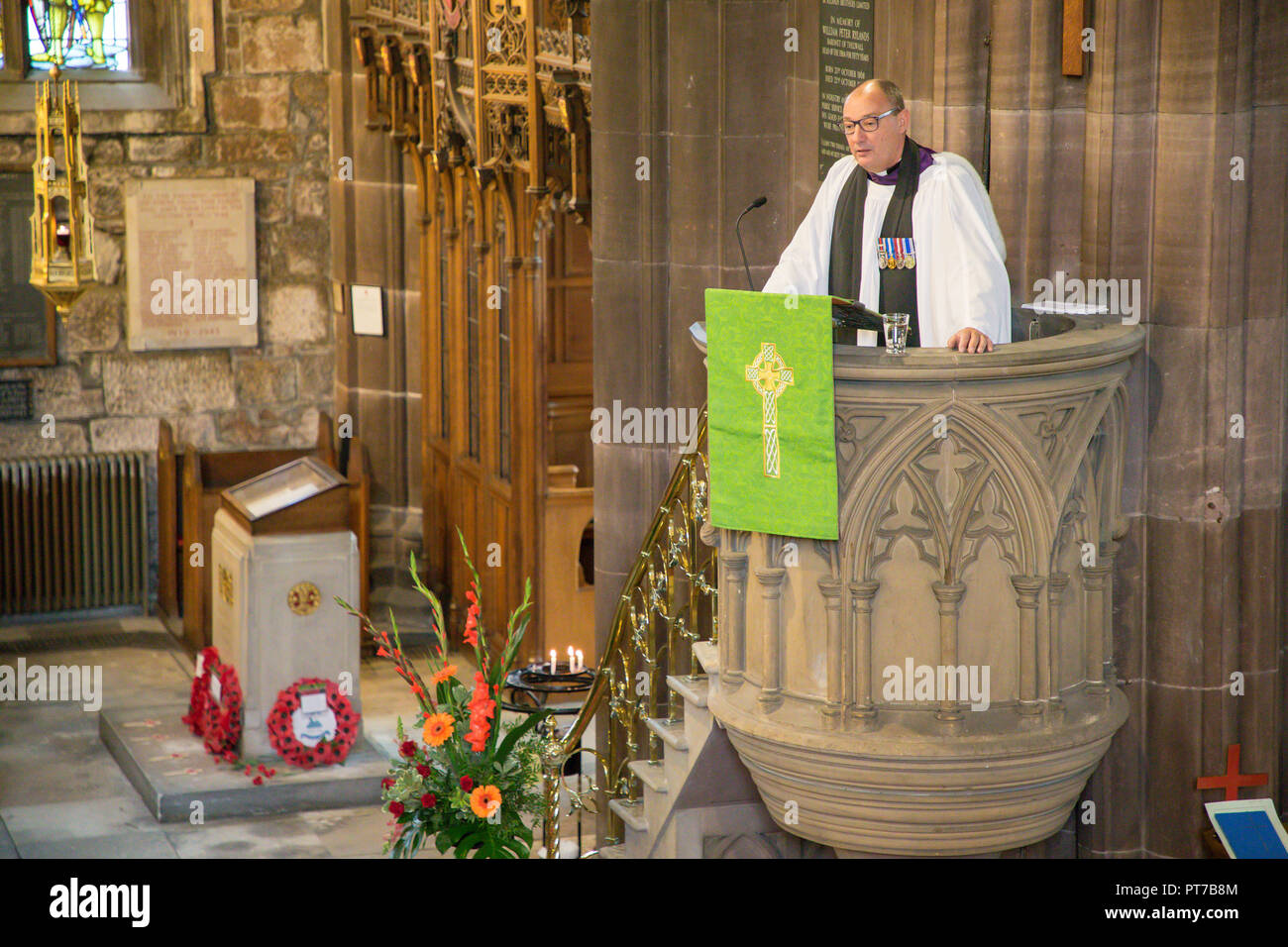 Le Lancashire, Royaume-Uni. Dimanche 07 Octobre 2018 - Un dimanche - Un service d'action de grâces pour le Duc de Lancastre, tenue à l'église paroissiale où les représentants de partis civique de l'ensemble du comté historique de Lancashire étaient présents Crédit : John Hopkins/Alamy Live News Banque D'Images