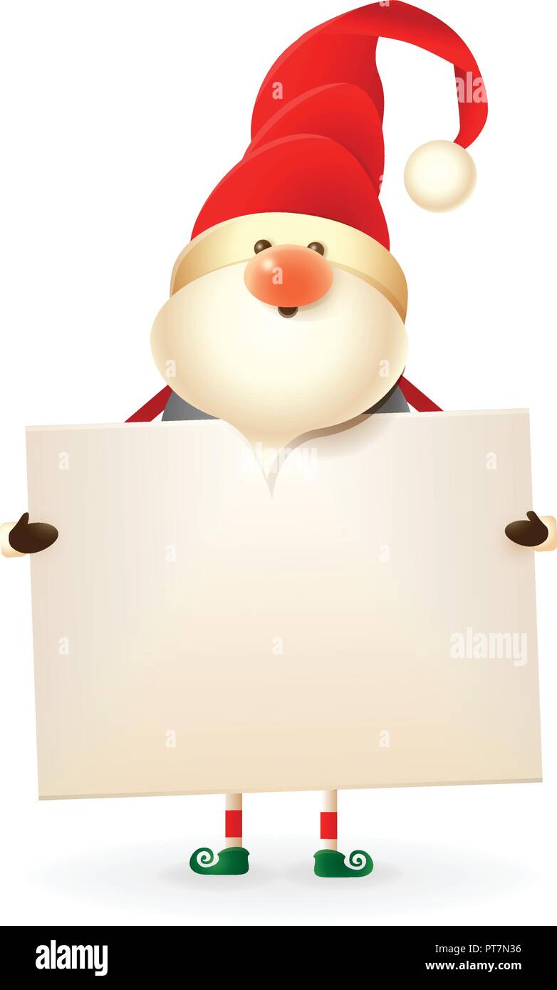 Gnome de Noël avec Red Hat est titulaire d'pancarte Illustration de Vecteur
