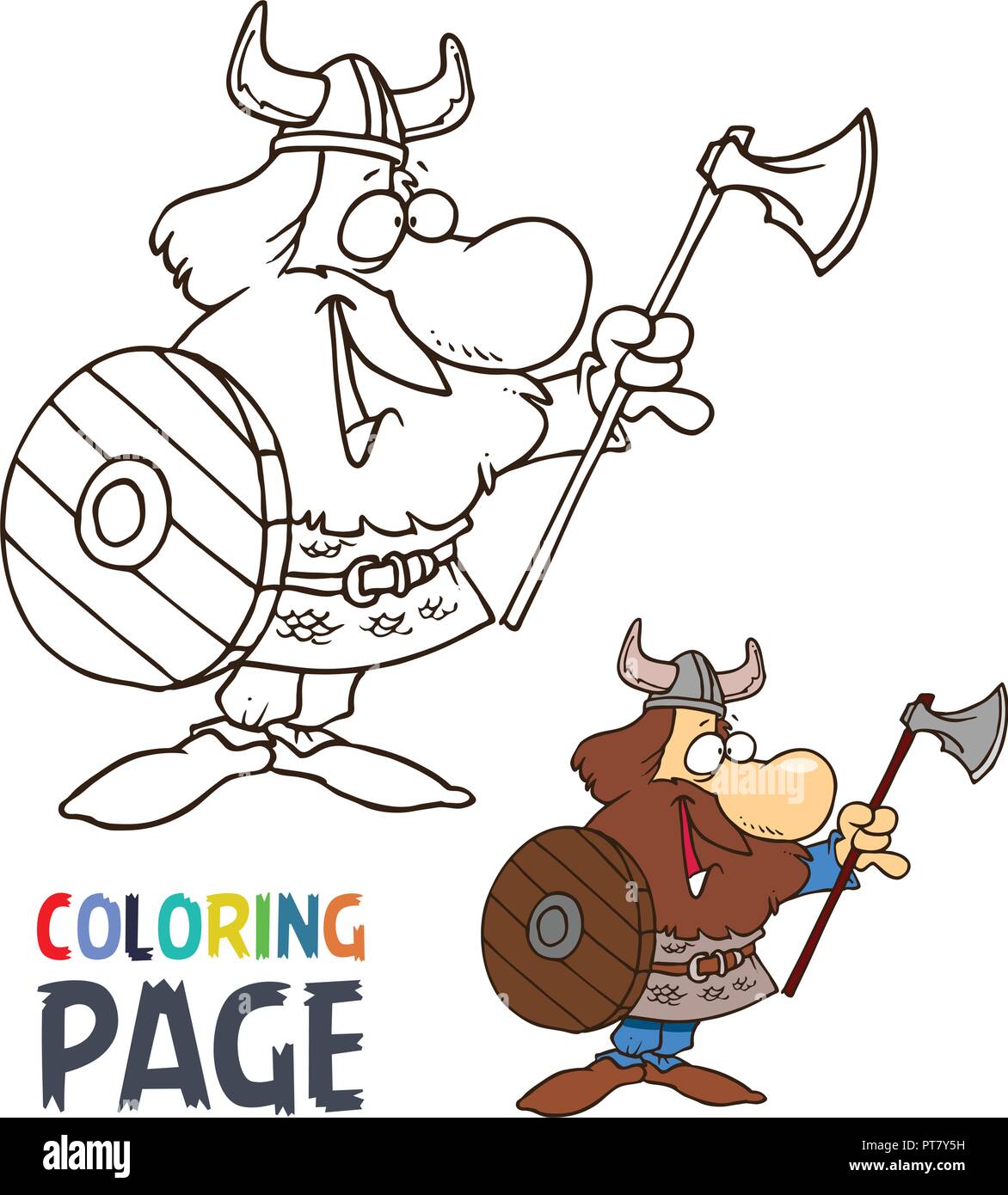 Coloriage cartoon barbares Illustration de Vecteur