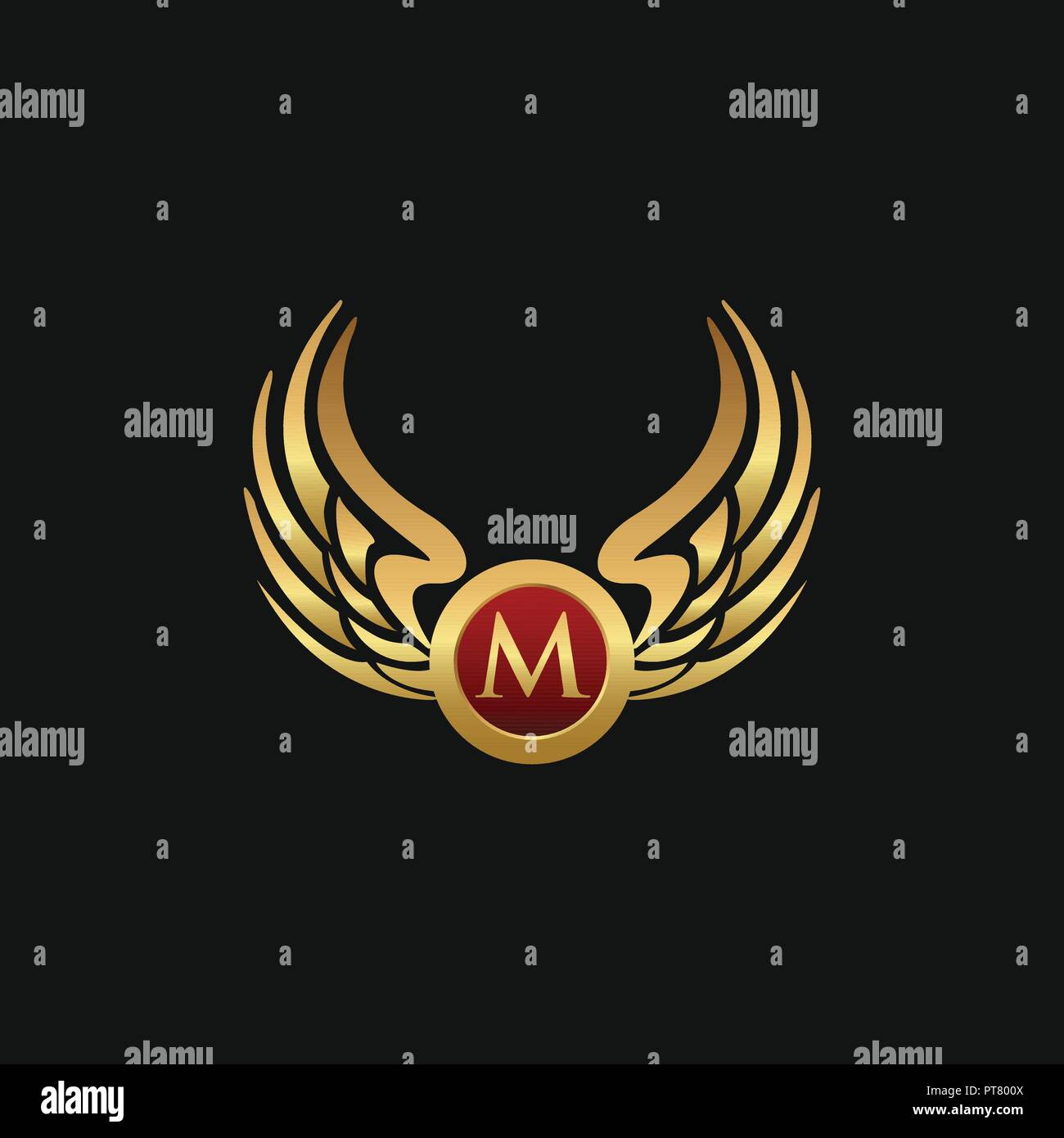 Lettre de luxe M Ailes emblème logo design modèle concept Illustration de Vecteur
