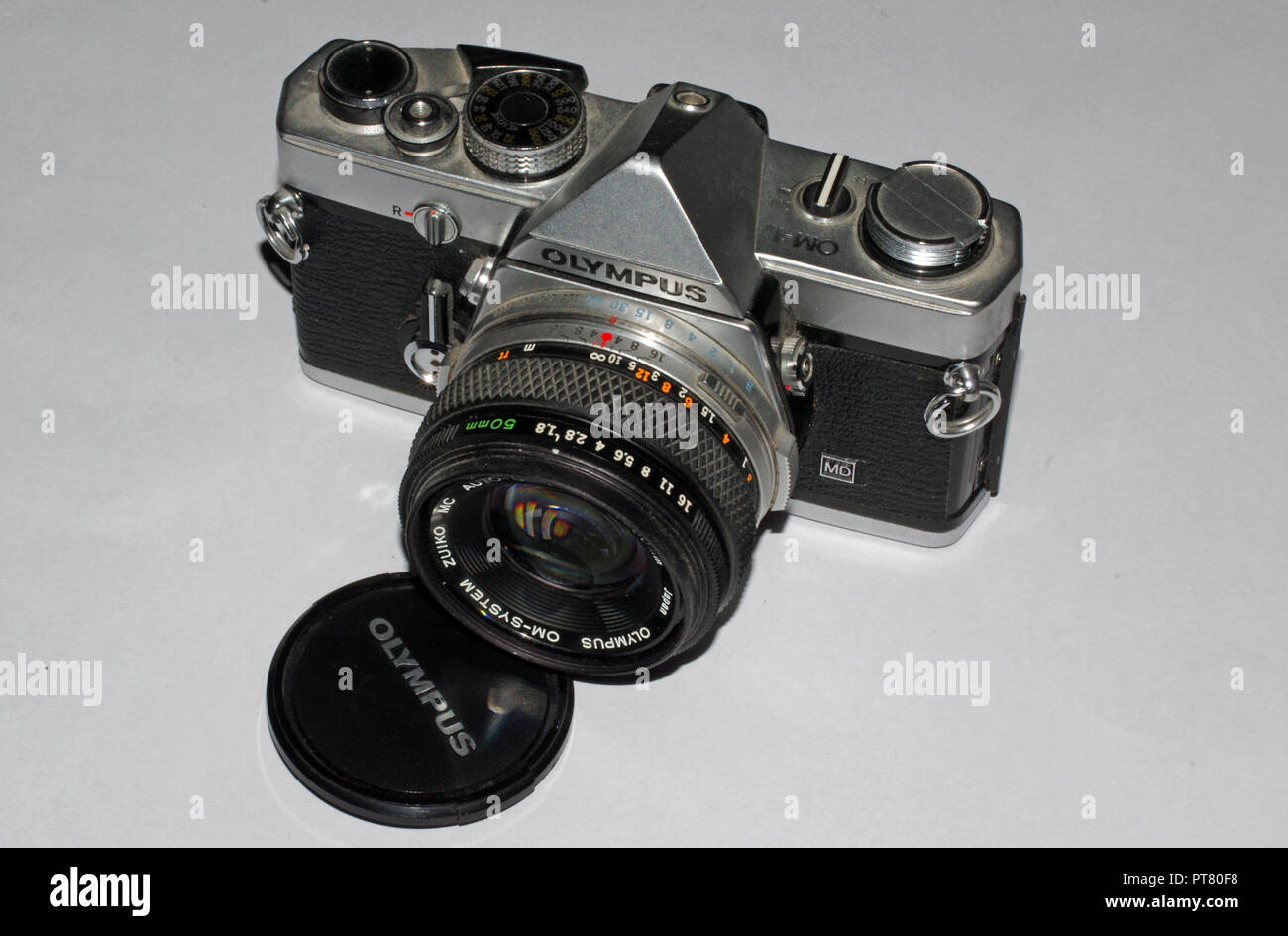 Appareil photo reflex Olympus OM-1 avec objectif 50 mm Banque D'Images