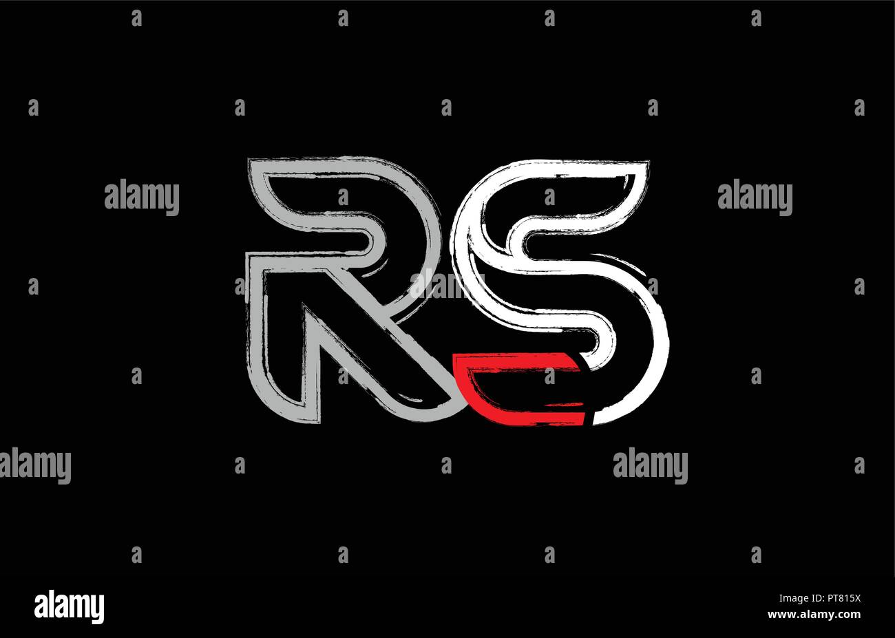 Combinaison de lettres alphabet grunge rs r s logo design en blanc rouge et noir couleurs appropriées pour une société ou entreprise Illustration de Vecteur