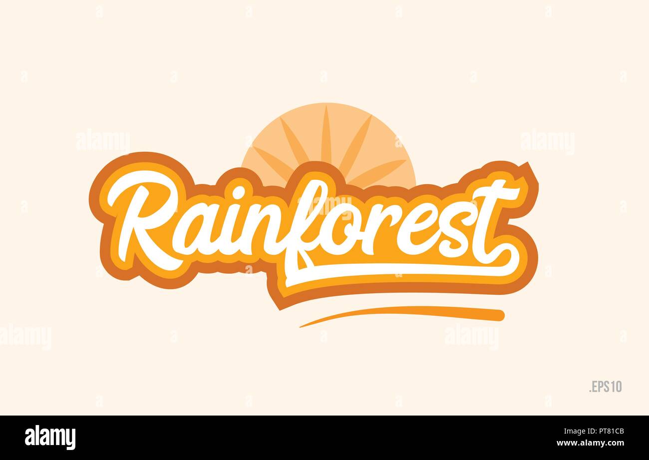 Rainforest mot avec couleur orange convient pour l'icône de carte ou typographie logo design Illustration de Vecteur