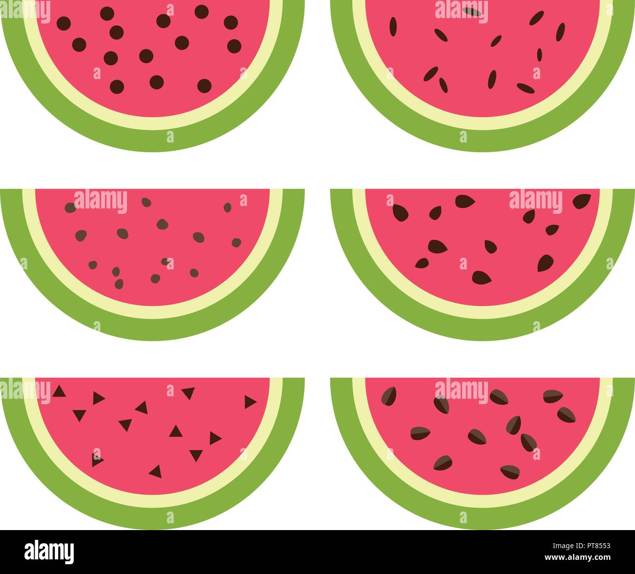La pastèque vector icons set isolé sur fond blanc. collection de tranches de melon d'eau colorée Illustration de Vecteur