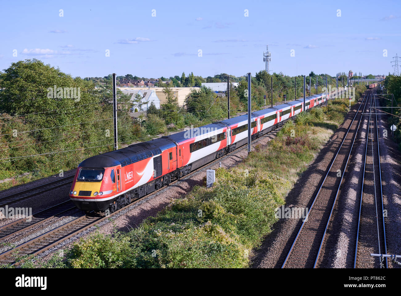 LNER TVH InterCity 125 dirigé par 43309 chefs 1D20 1533 London Kings Cross à Londres service par Pennard Junction sur la ligne principale sur 2 couches de l'Est Banque D'Images