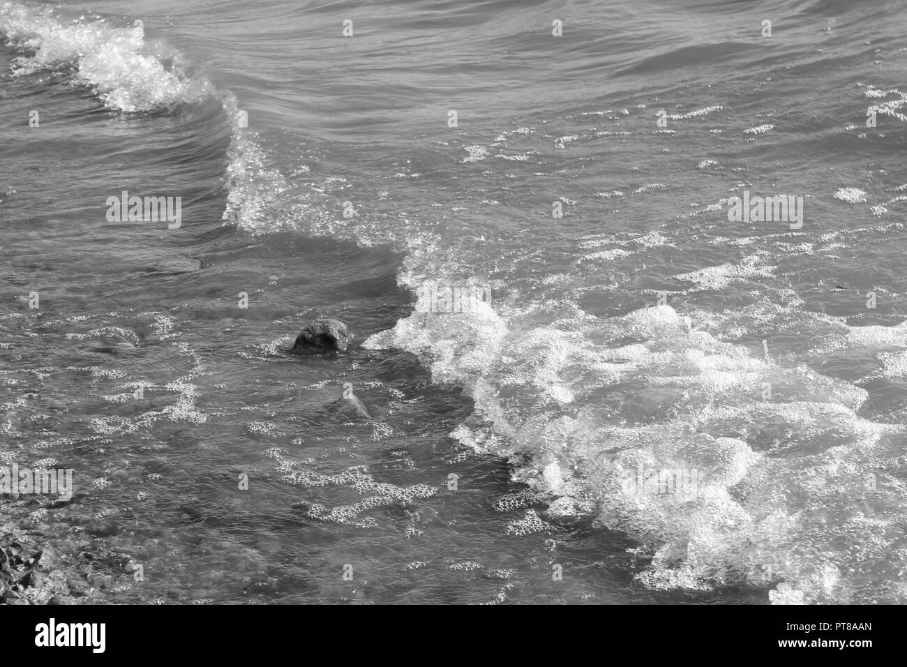 Shine bleu mer avec mousse blanche sur les vagues d'harmonie et de calme belle journée d'automne Banque D'Images