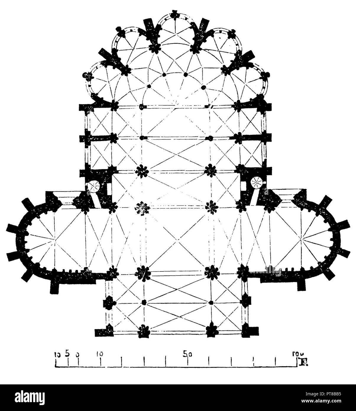 Cathédrale de Noyon : plan, 1870 Banque D'Images