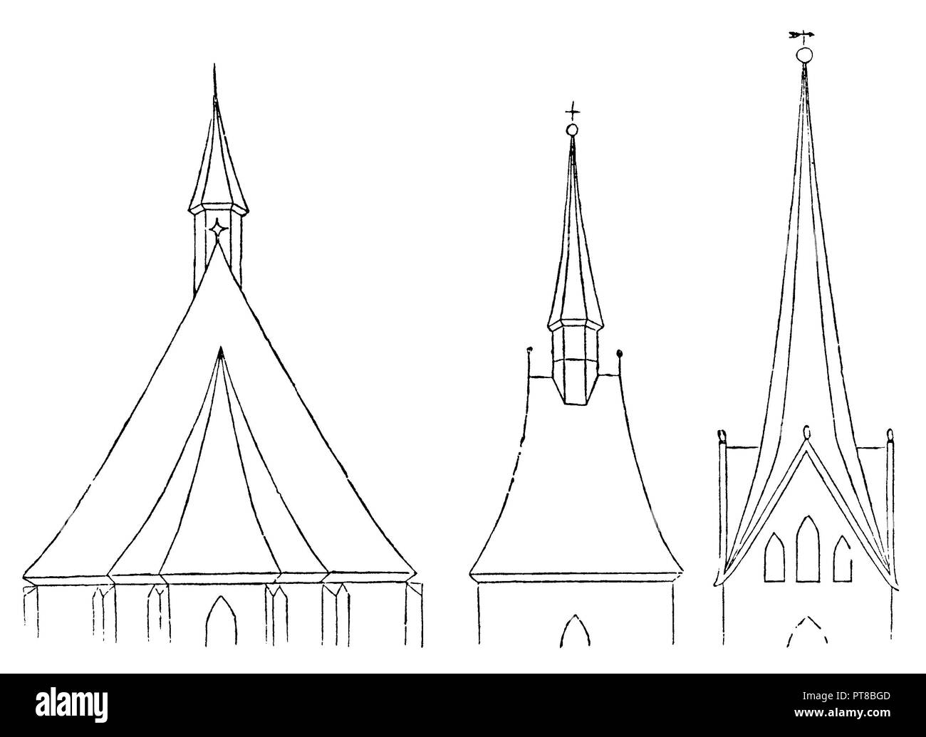 Toit à double pente, toit en croupe, tente pavillon (de gauche), 1870 Banque D'Images
