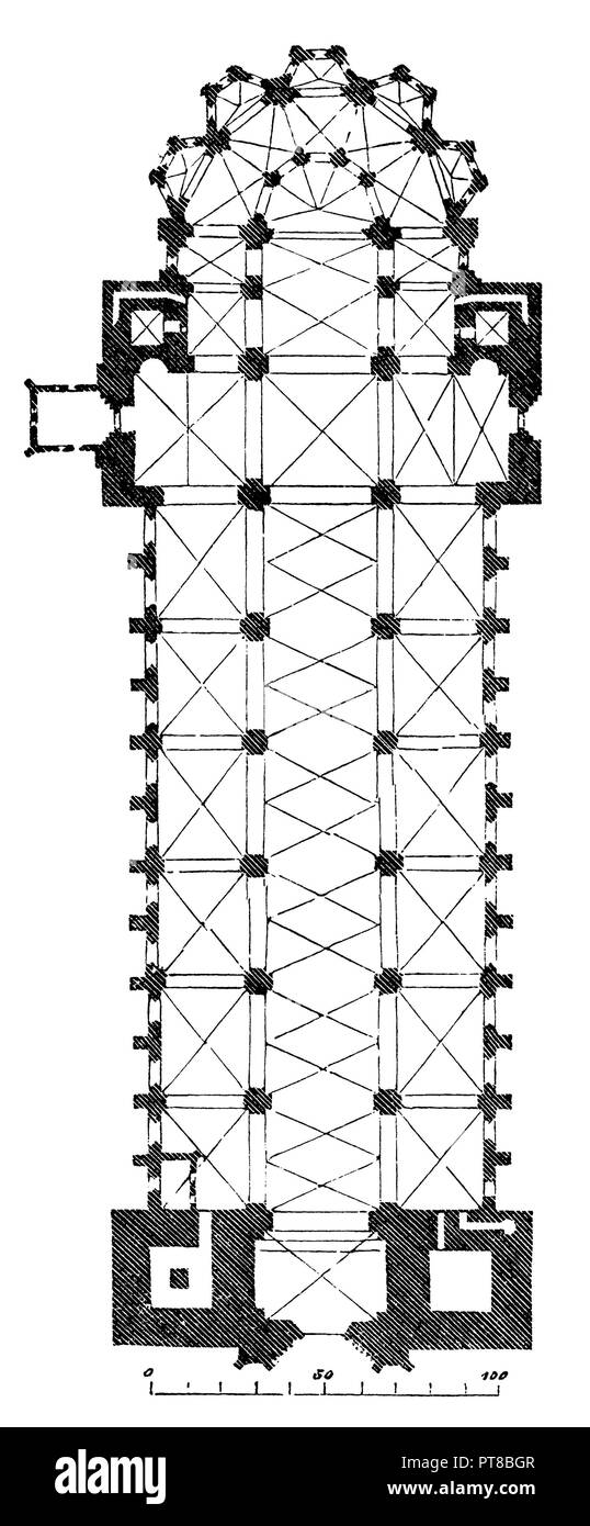 Cathédrale de Magdeburg : plan, 1870 Banque D'Images