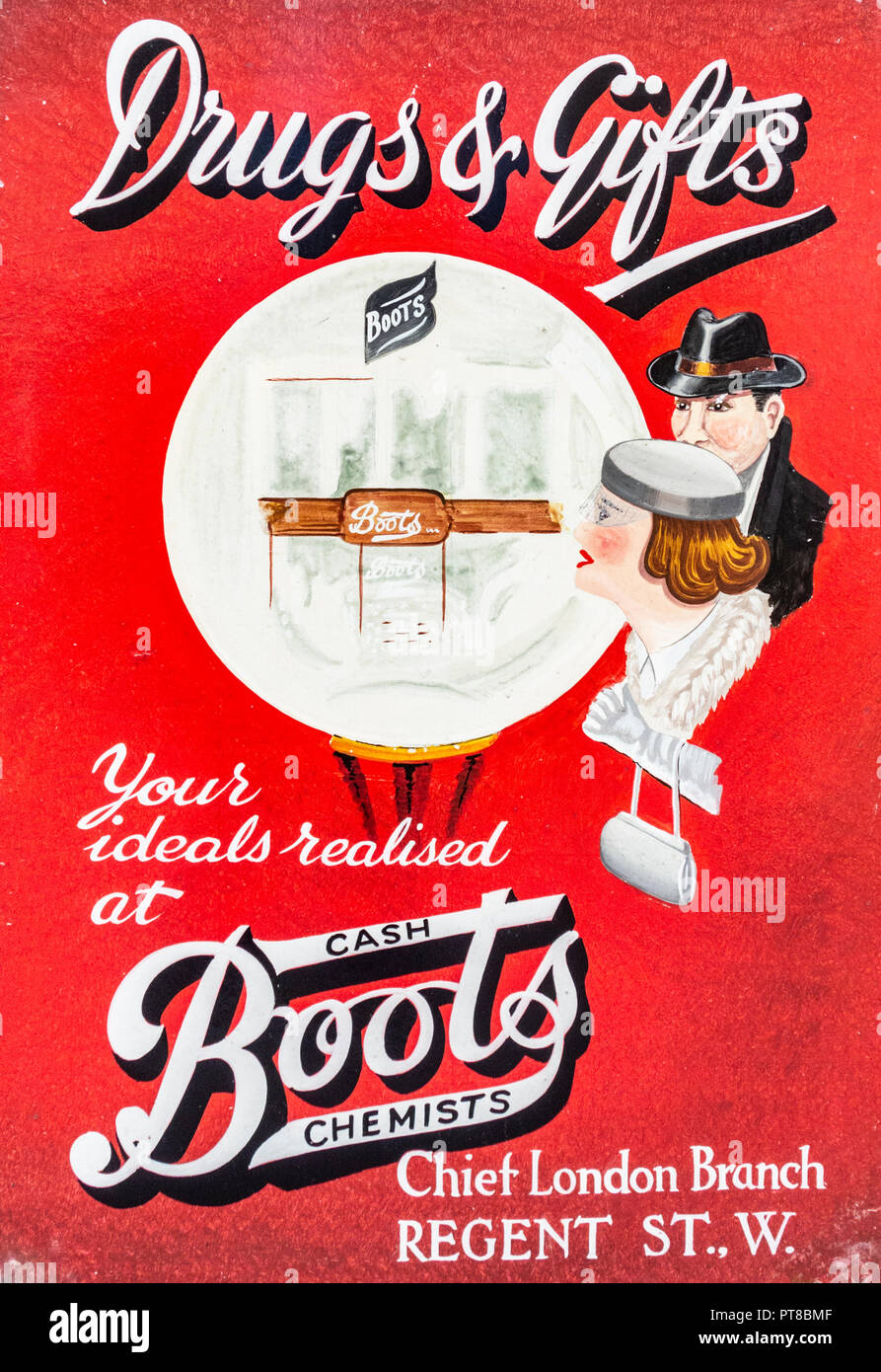 Vintage poster Boots the Chemist. uk Banque D'Images